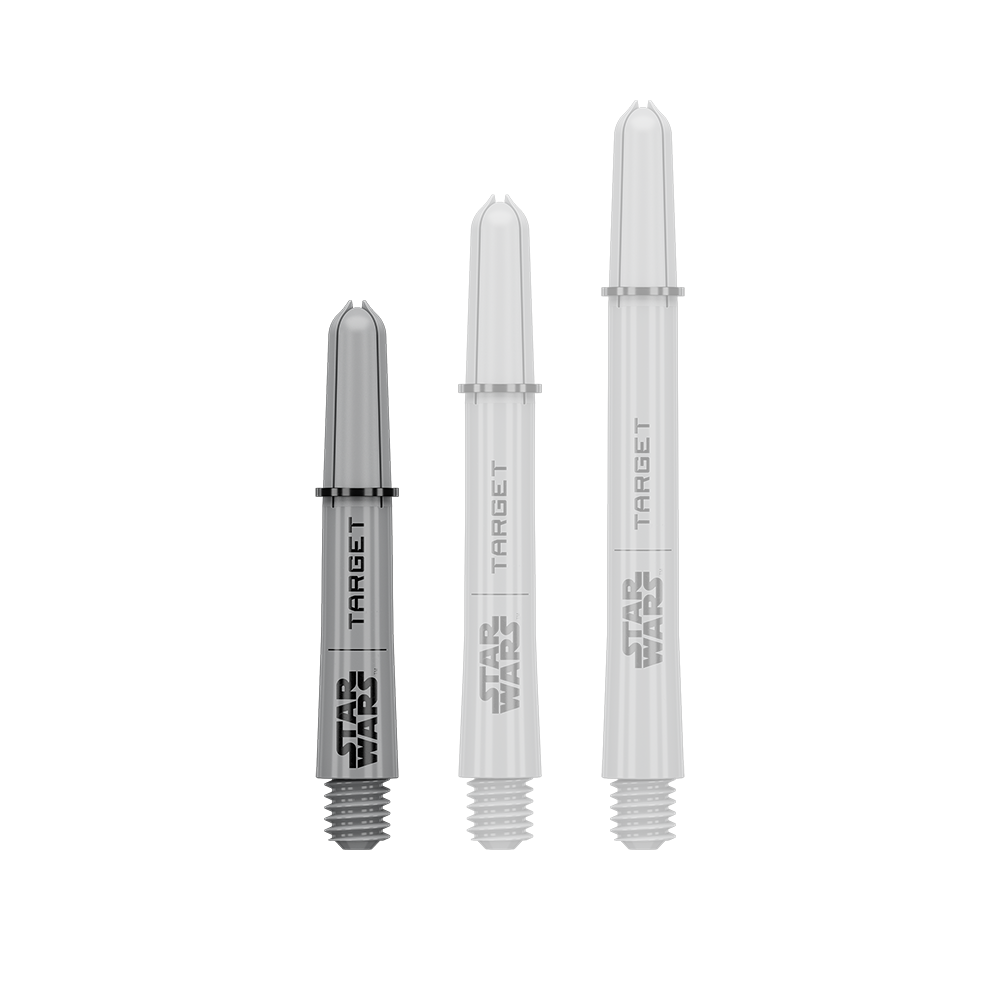 Násadky Target Star Wars ProGrip - šedé Das Bild zeigt vermutlich einen Pro Grip Shaft in Grau, 34 mm, kurze Ausführung. Das Produkt ist Teil der Star Wars Reihe.