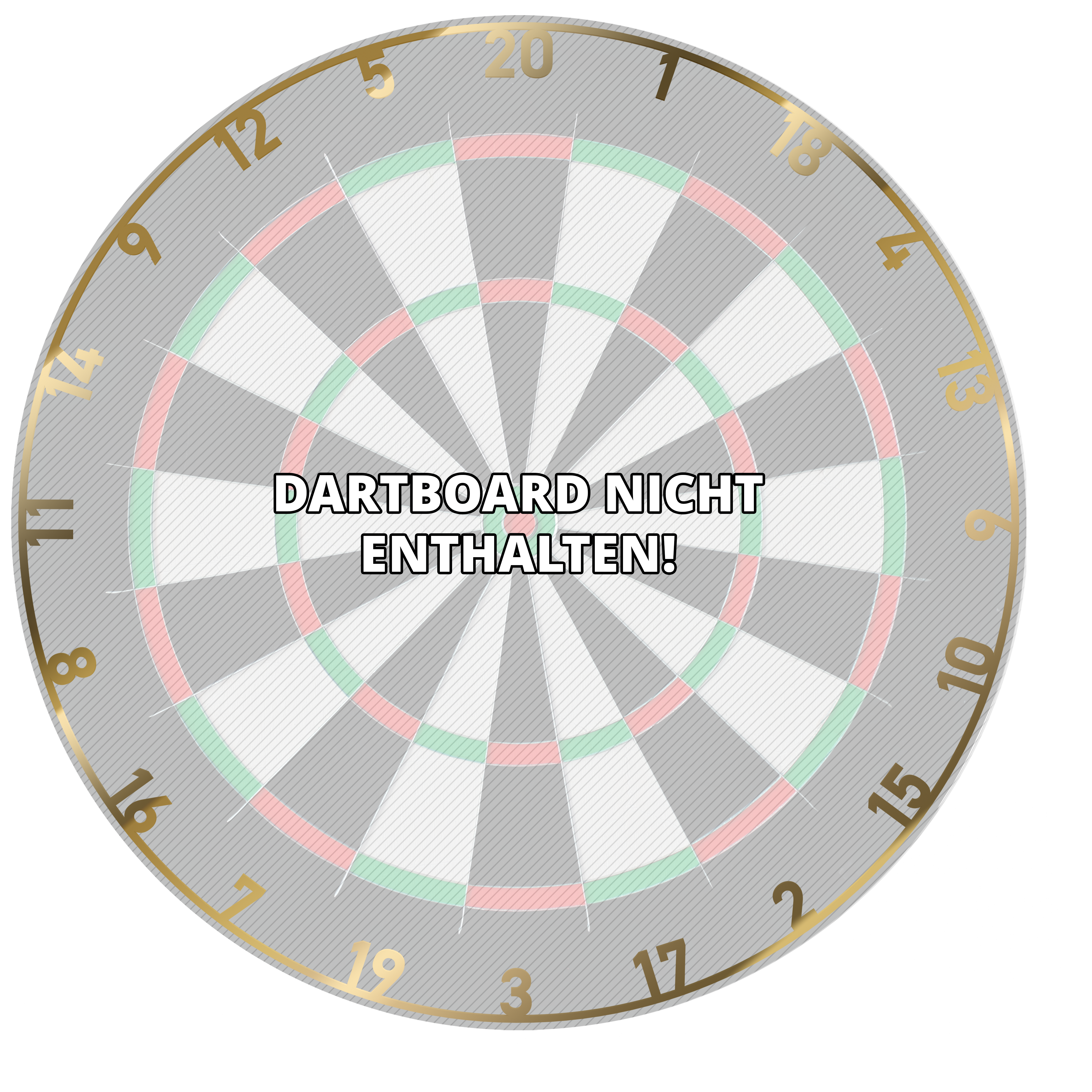 Das Bild zeigt einen Dartboard-Zahlenring in Gold auf einem Dartboard. In der Mitte steht der Hinweis "Dartboard nicht enthalten!"