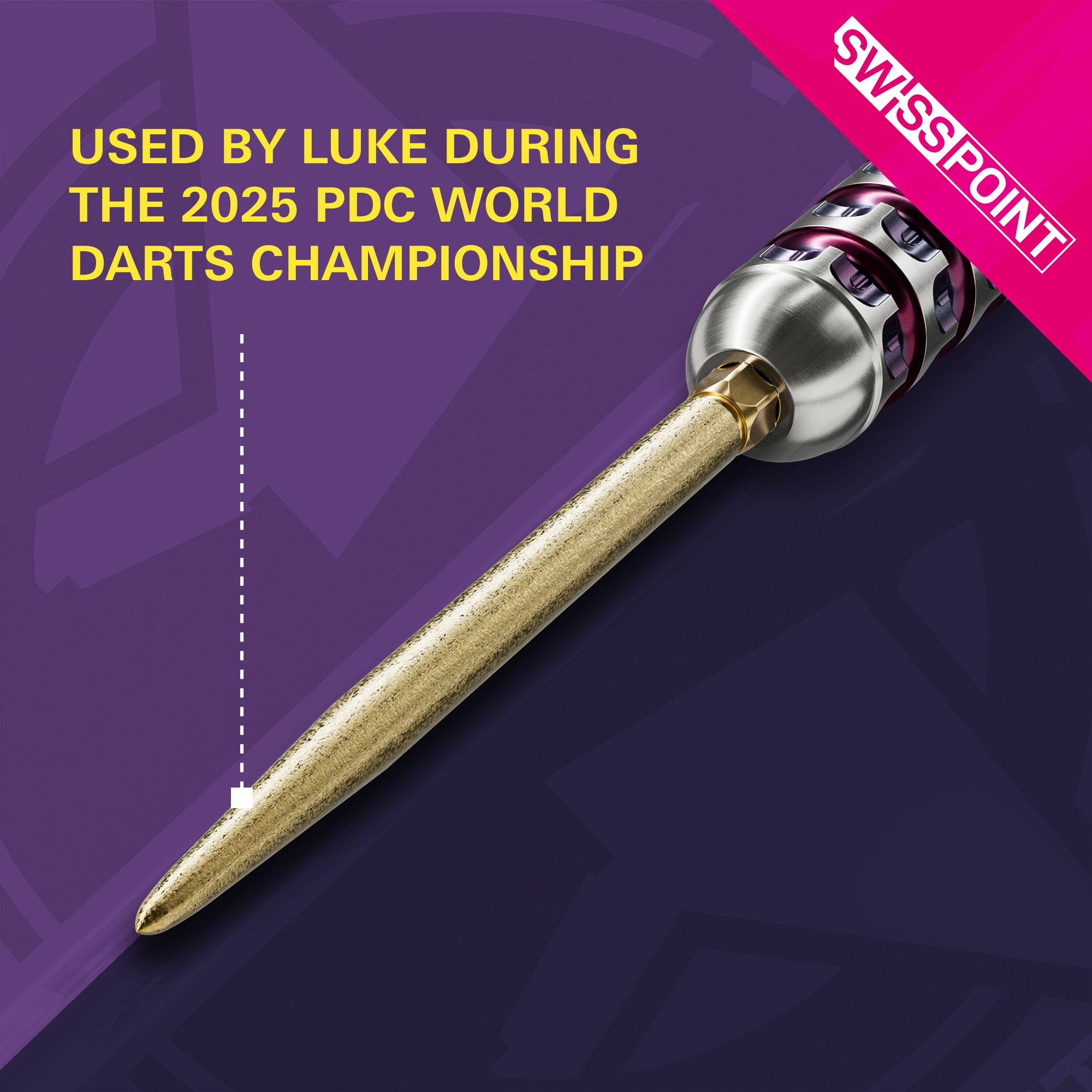 Špičky na šipky Target Swiss Point SLK - zlaté Auf dem Bild ist die goldene Target Swiss Point SLK Dartspitze zu sehen. Im Text wird hervorgehoben, dass sie von Luke während der PDC Darts-Weltmeisterschaft 2025 benutzt wurde.