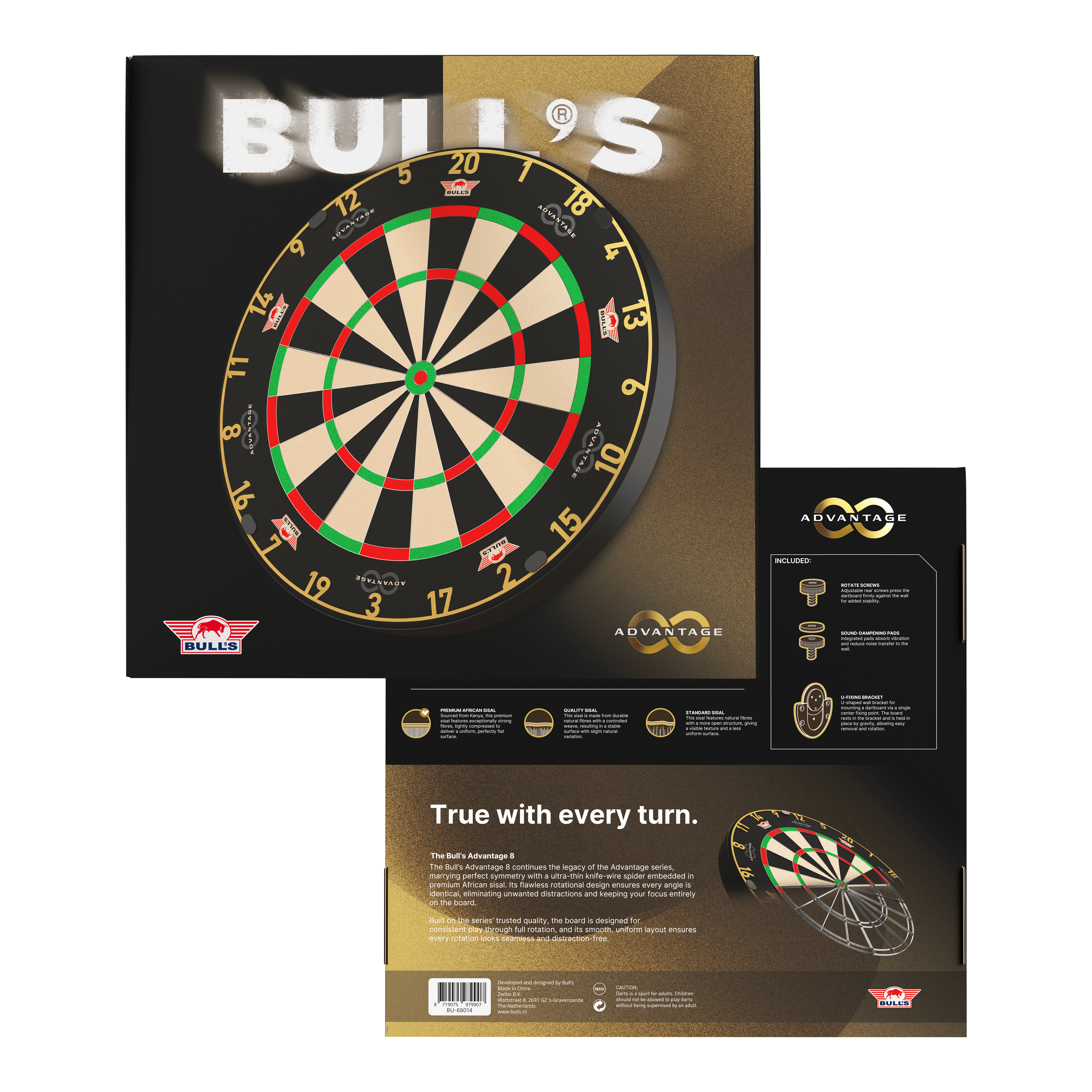 Bulls NL Advantage 8 ocelový terč na šipky Zu sehen ist das Bulls NL Advantage 8 Steeldartboard. Die Steeldartscheibe besteht aus robustem Material für lange Spielzeiten.