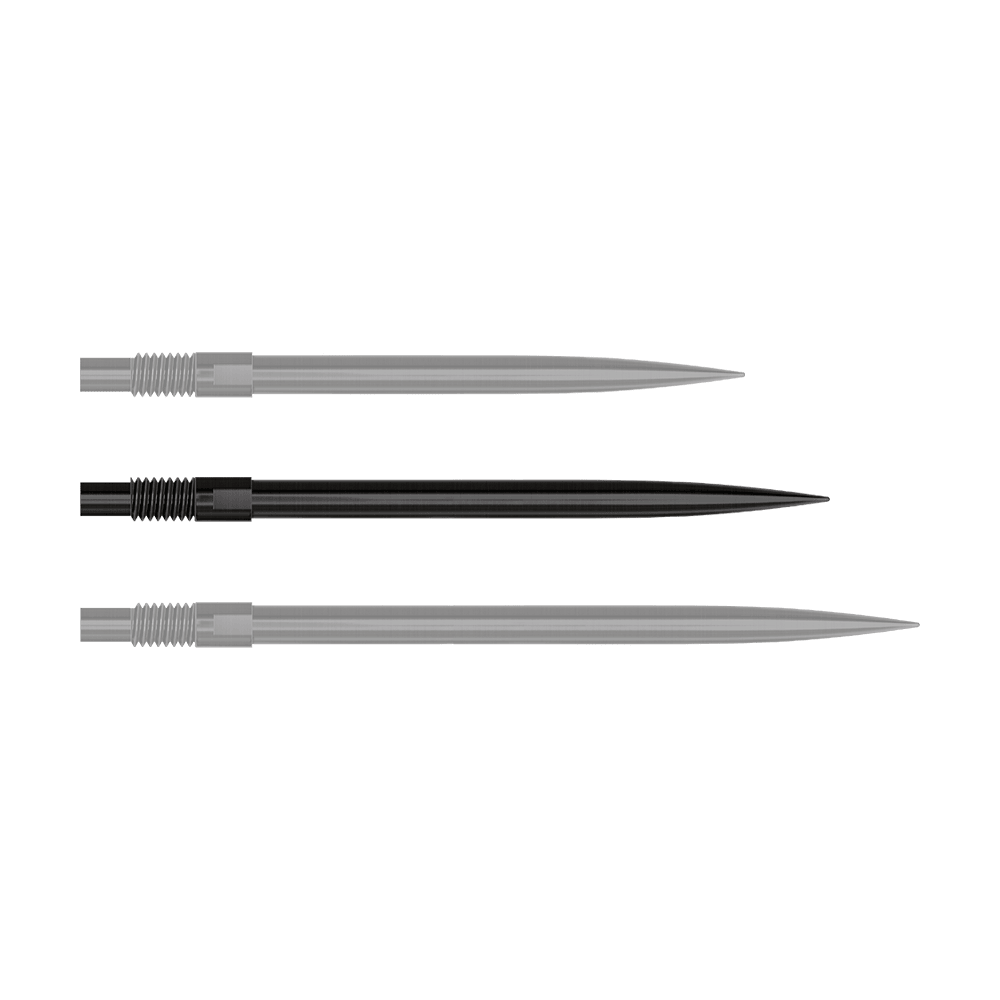 Špičky šipek Harrows Quick Point - černé Das Bild zeigt die Datei 'QP24049_Harrows_QuickPoint_Dartspitzen_Schwarz_35mm_1'. Es werden schwarze Dartspitzen dargestellt.