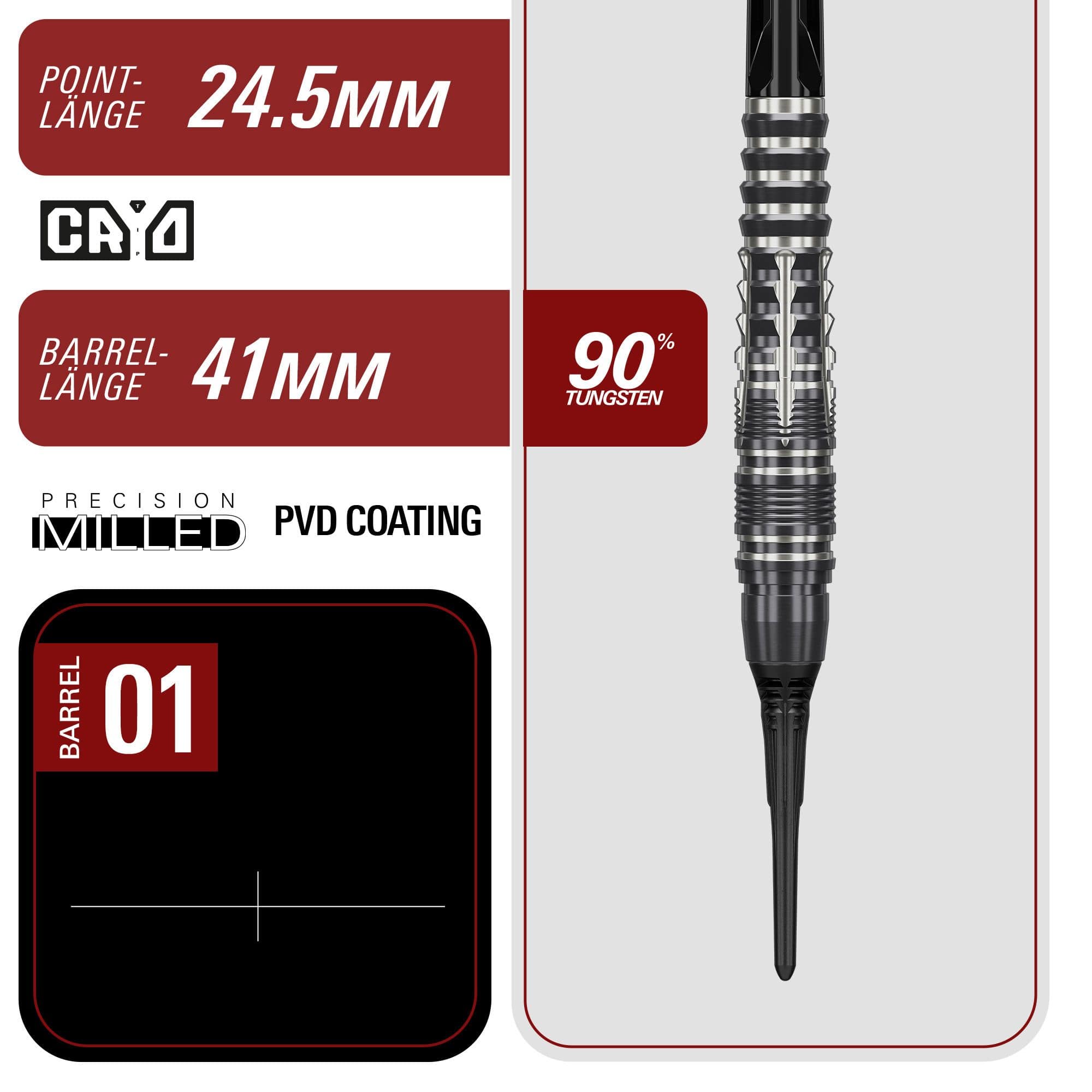 Měkké šipky Target Black Marque Blaze - 18g Die Target Black Marque Blaze Softdarts - 18g sind abgebildet. Diese Darts zeichnen sich durch ihr elegantes schwarzes Design aus.
