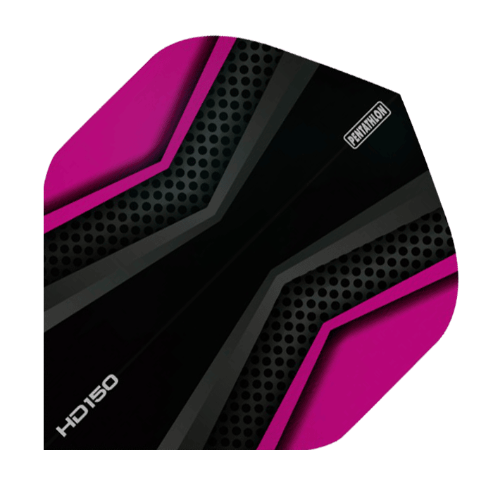 HD2025-Pentathlon-HD150-Black-Pink Das Bild zeigt einen HD 150 Pentathlon Flight in Schwarz und Pink. Das Design besteht aus schwarzen und pinkfarbenen Flächen mit einem modernen Muster.