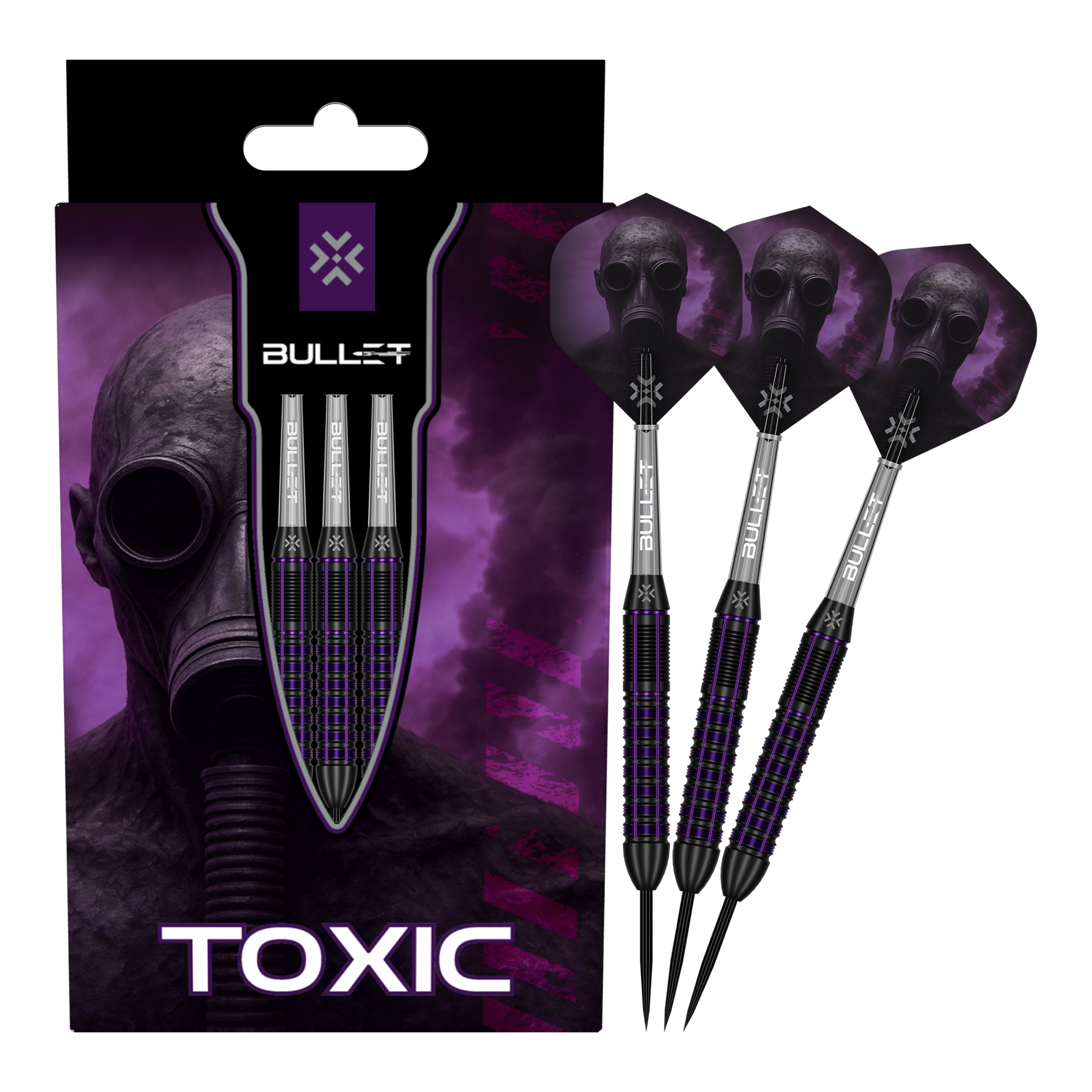 Šipky Bullet Toxic Brass Steel - 23g Abgebildet ist das Produkt Bullet Toxic Brass Steeldarts - 23g. Es handelt sich um einen Steeldart-Pfeil aus Messing.