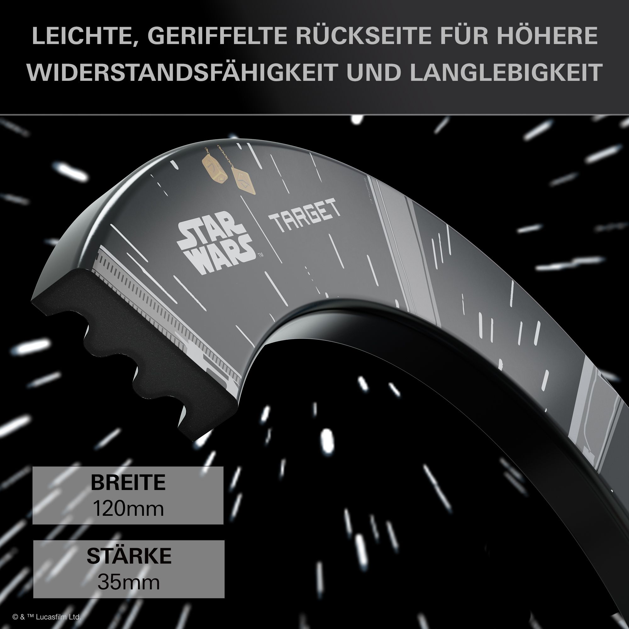 Sada prostorového obložení terče Target Star Wars Millennium Falcon TOR Das Bild zeigt das Target Star Wars Millennium Falcon Surround Board Bundle. Dieses Bundle ist vom Millennium Falcon aus Star Wars inspiriert und enthält eine Dartscheibe mit Surround.