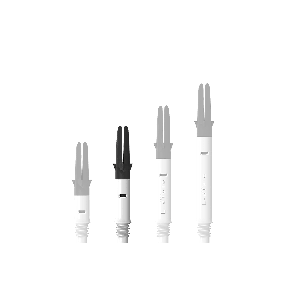 L-L-Style-Shaft Carbon Silent Straight - Bílá Zu sehen ist der L-Style L-Shaft Carbon Silent Straight in Weiß, Modell 190. Es handelt sich um ein hochwertiges Dartshaft-Zubehör.