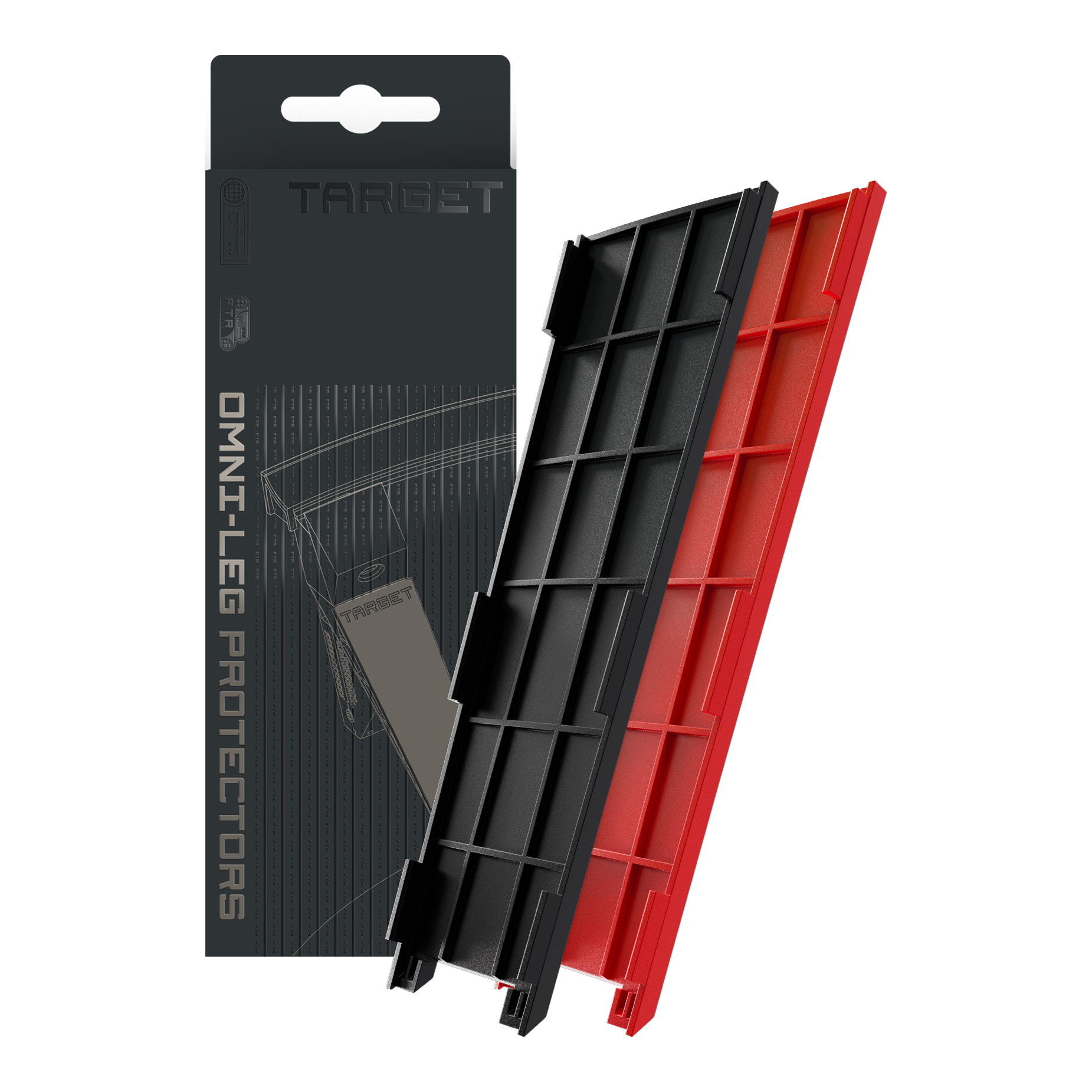 Chrániče nohou Target OMNI Zu sehen sind Target OMNI Leg Protectors. Sie sind speziell für den Schutz der Beine entwickelt.