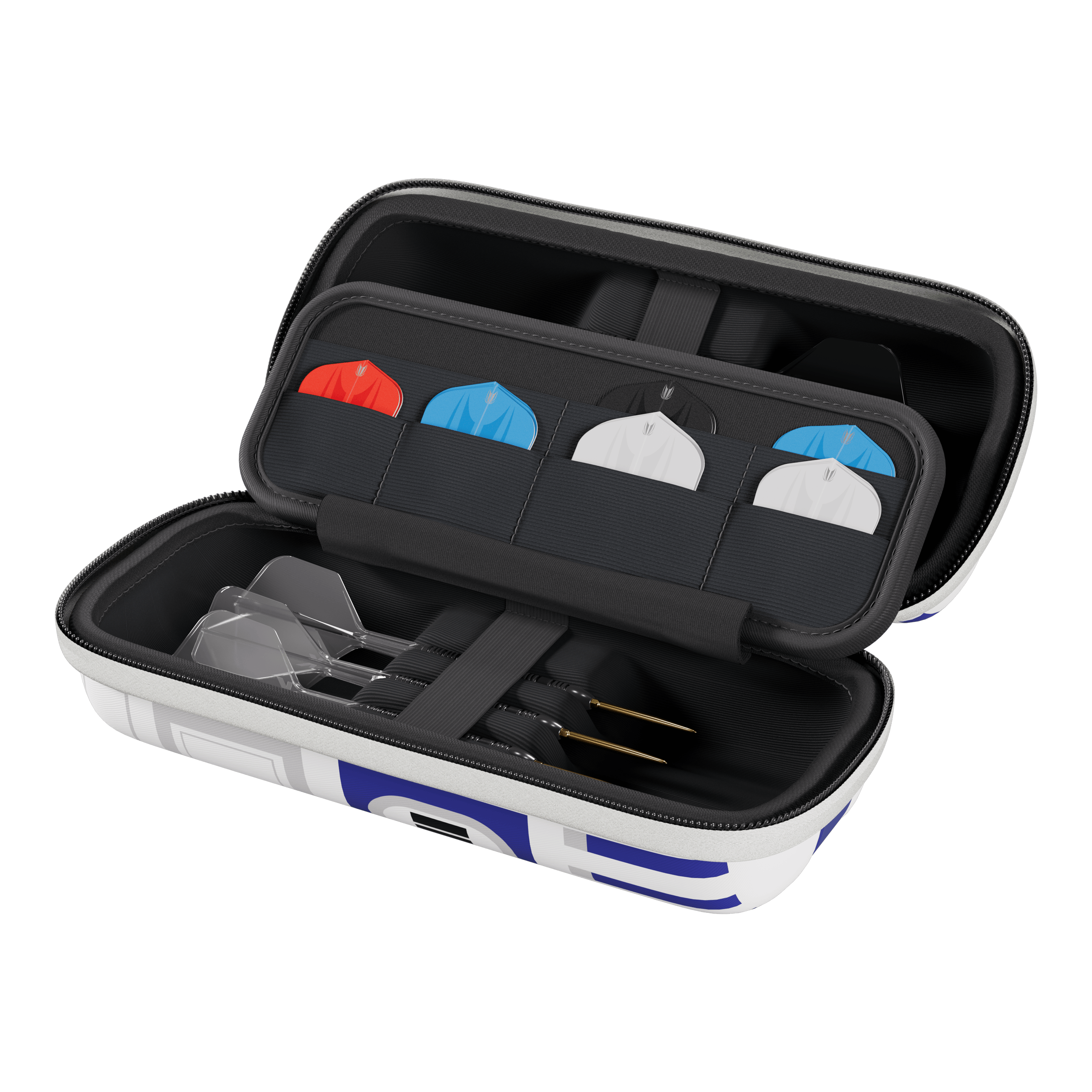 Pouzdro na šipky Target Star Wars Boa – R2D2 Das Bild zeigt das Target Star Wars Boa Dartcase im R2D2-Design. Das Dartcase ist für Fans von Star Wars und Dartspielern gedacht.