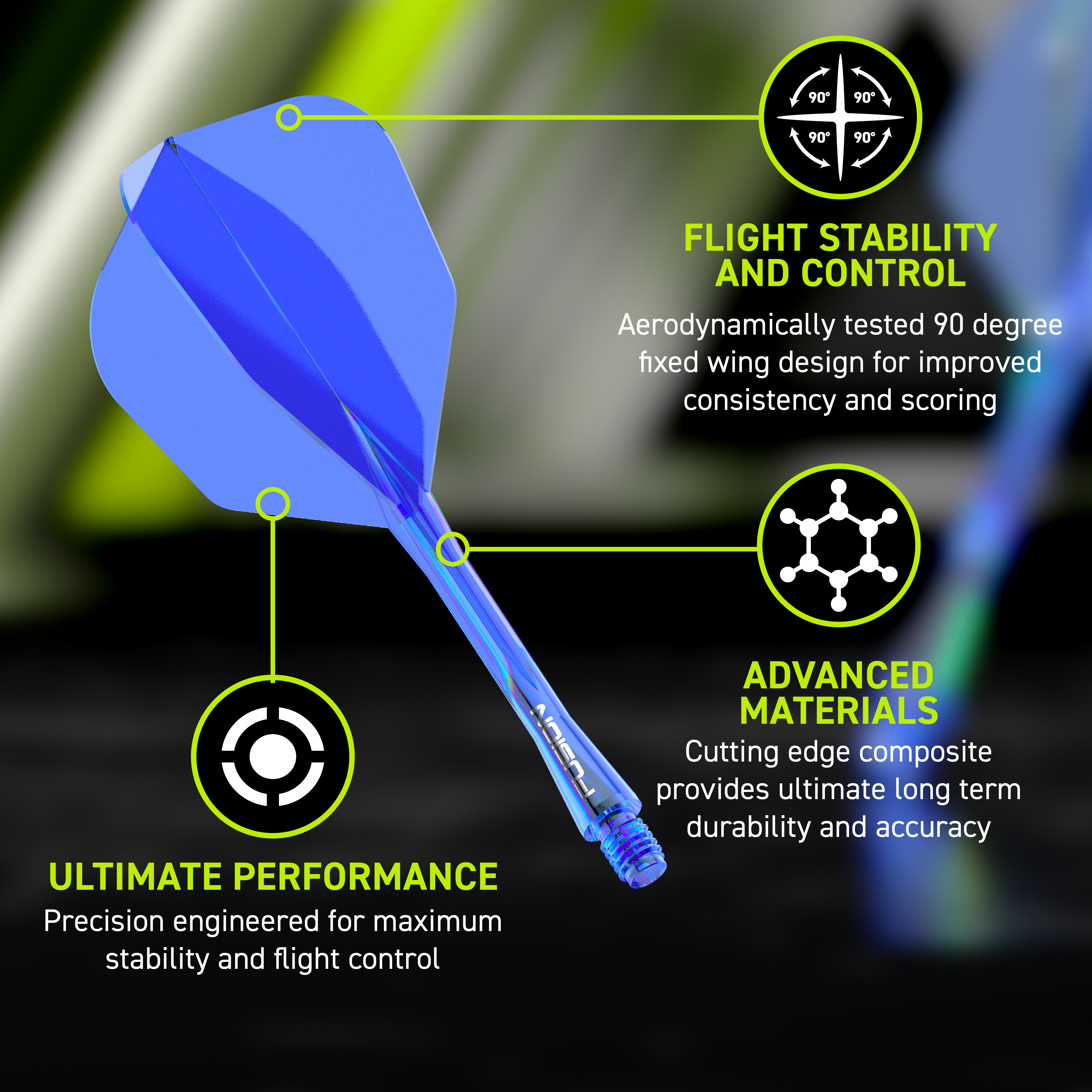 Systém letky Winmau Fusion č. 6 modrý Das Winmau Fusion Flight-Shaft-System No6 in Blau ist zu sehen. Es bietet eine moderne Lösung für Dartspieler.