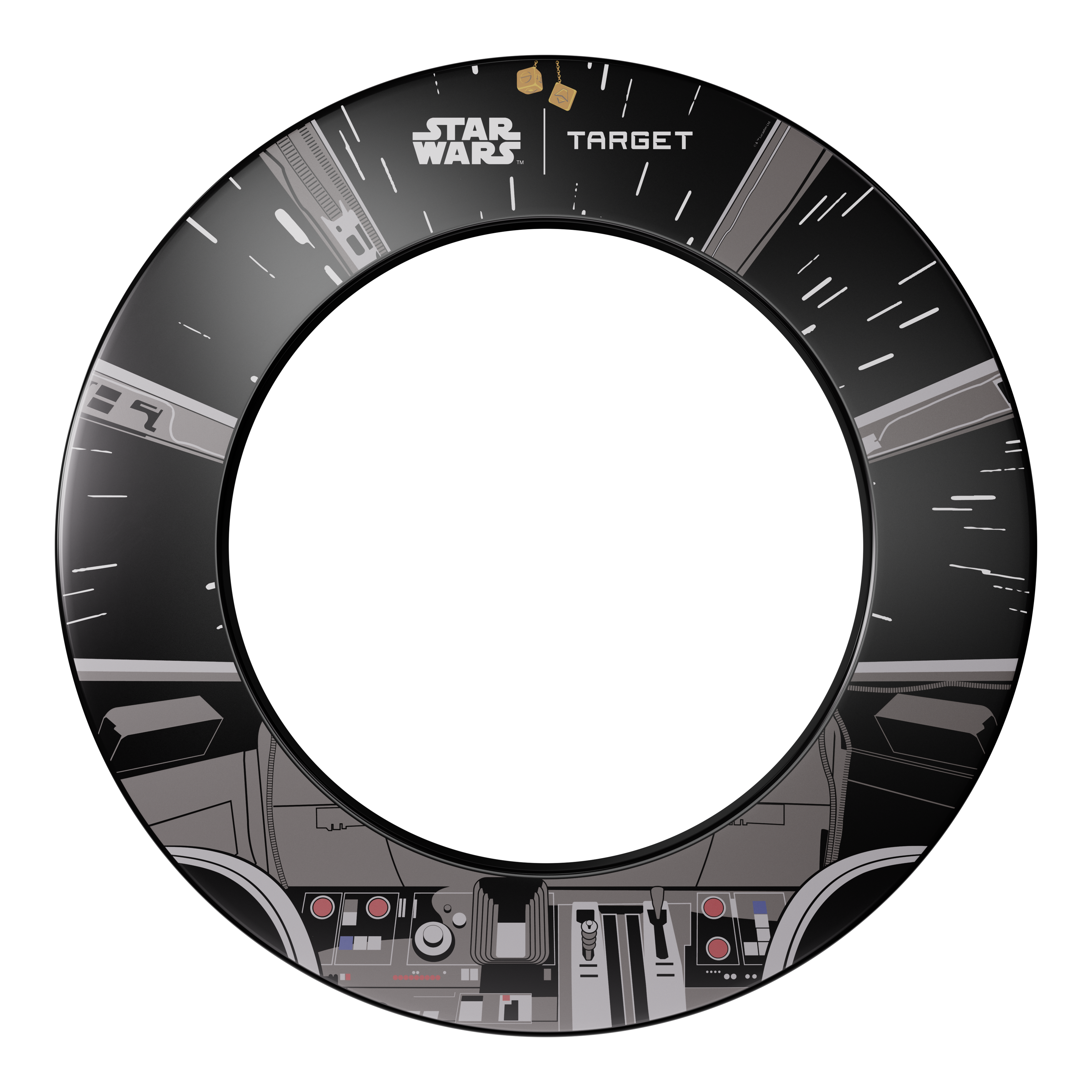 Sada prostorového obložení terče Target Star Wars Millennium Falcon TOR Dieses Bild stellt das Target Star Wars Millennium Falcon Surround Board Bundle dar. Das Design kombiniert klassische Dartscheiben mit Details des Millennium Falcon aus Star Wars.