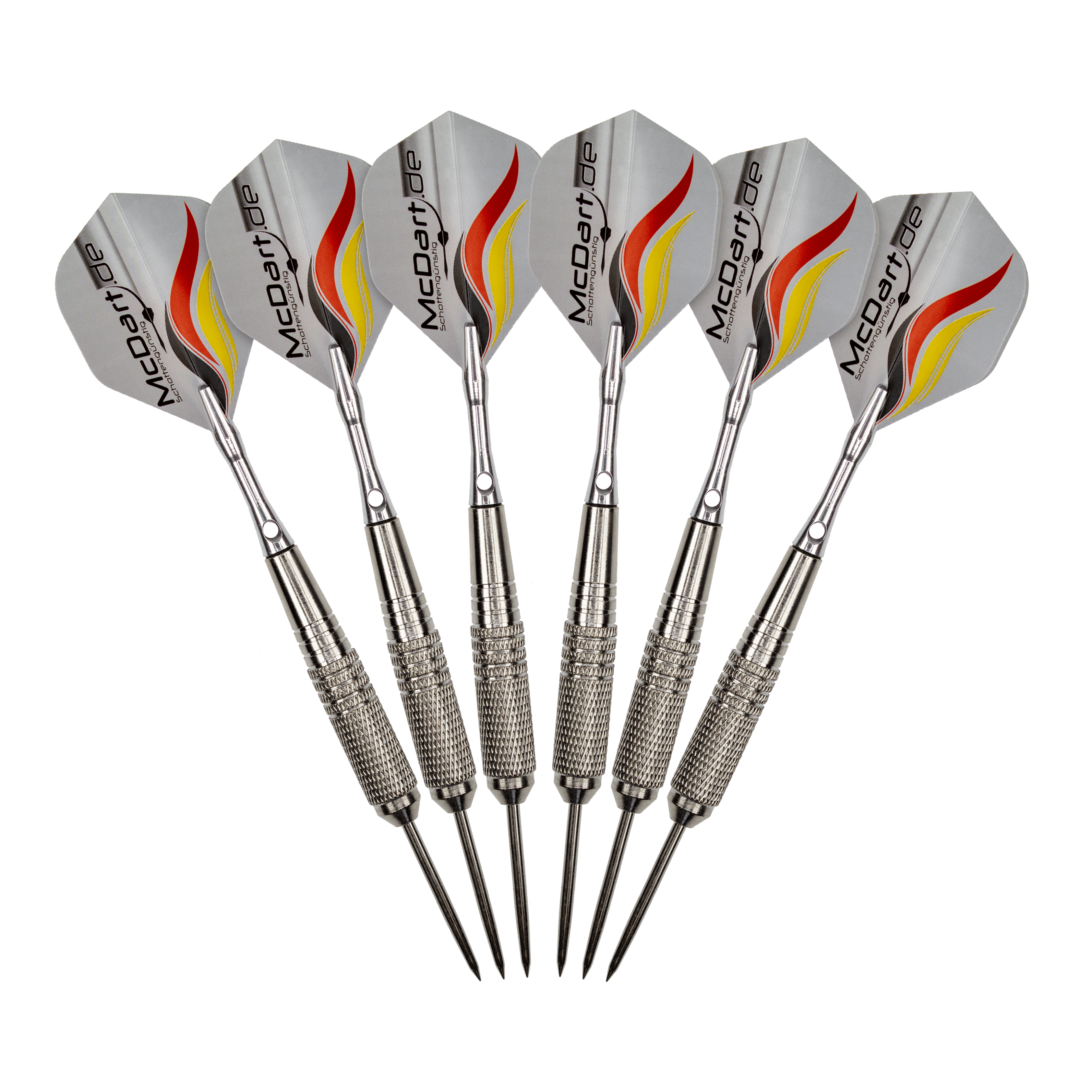 Das Bild zeigt ein McDart Starterpack. Es eignet sich hervorragend für Einsteiger im Dartsport.