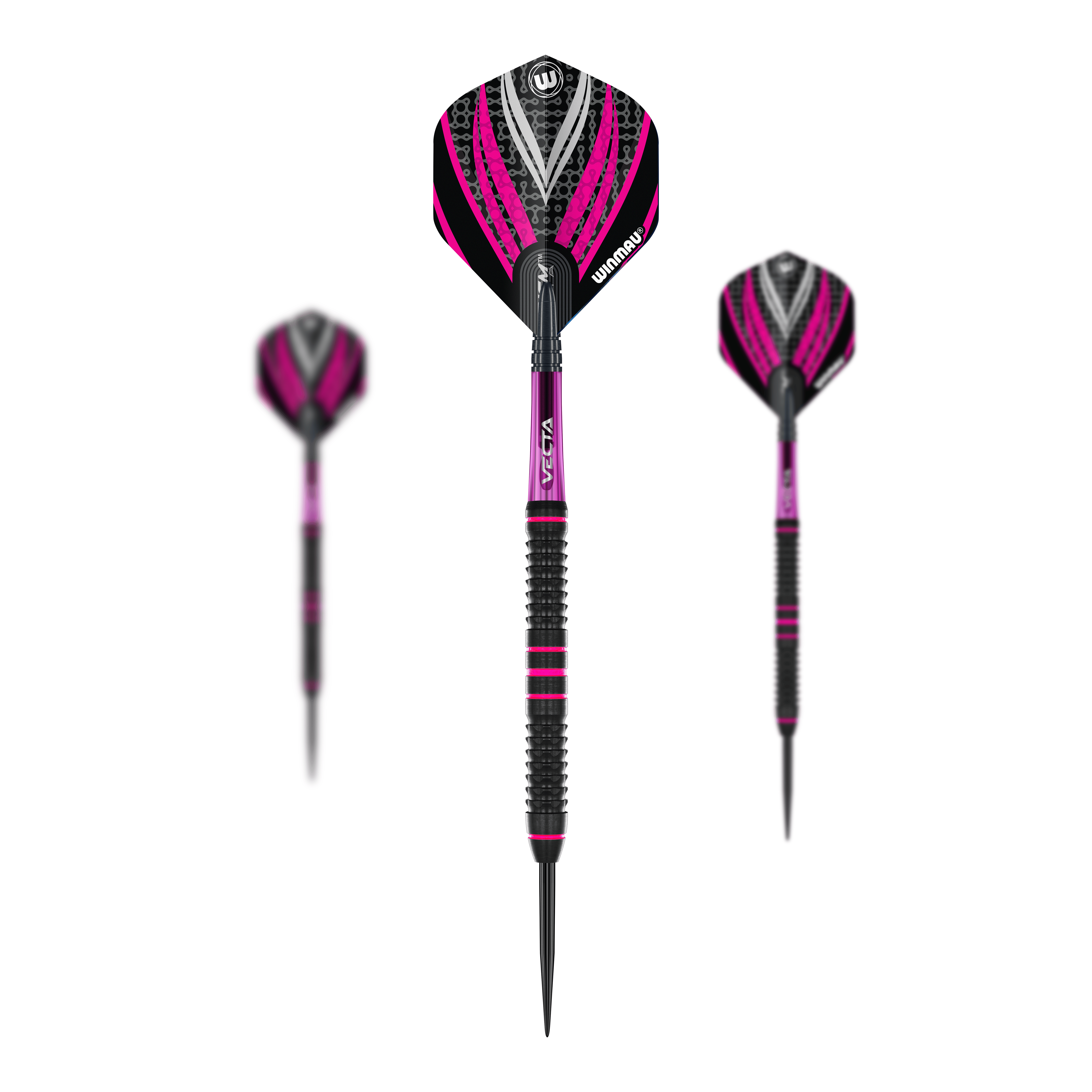 Gezeigt wird ein Set der Winmau Team 360 Rebecca Allen Steeldarts - 24g. Dieses Set eignet sich ideal für Sammler und leidenschaftliche Dartspieler.