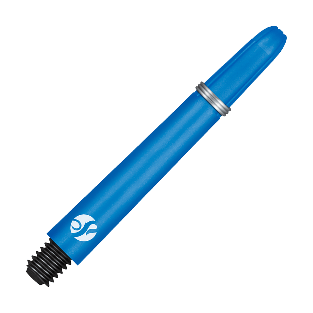 Karbonové násady Shot Koi - modré Dies ist ein blauer Carbon-Schaft für einen Dartpfeil. Am unteren Ende befindet sich ein schwarzes Gewinde zum Befestigen.