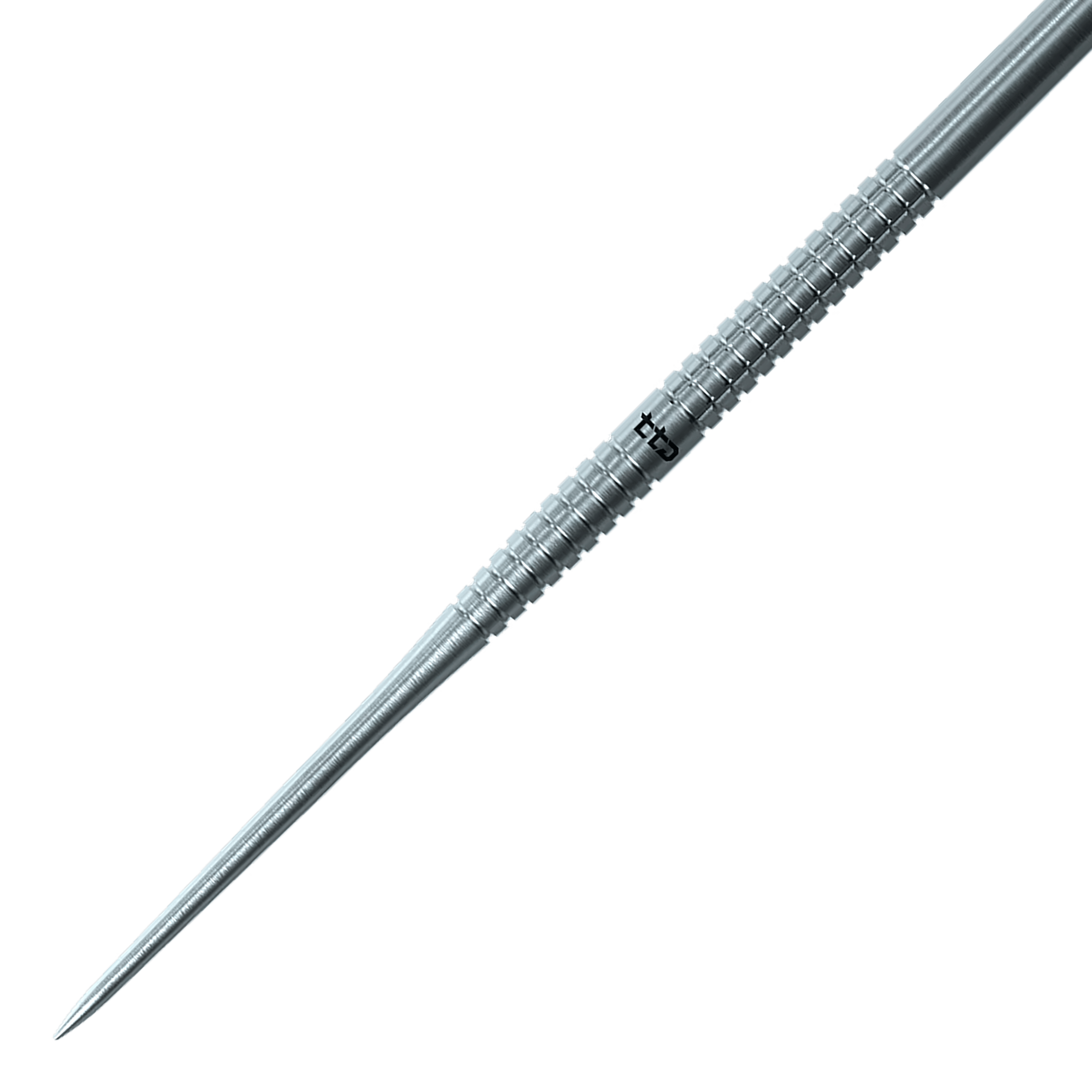 Hier ist das Produkt Caliburn TTD Complete Titanium T1 Silver Steeldarts - 5g abgebildet. Die Steeldarts sind aus silberfarbenem Titan gefertigt.