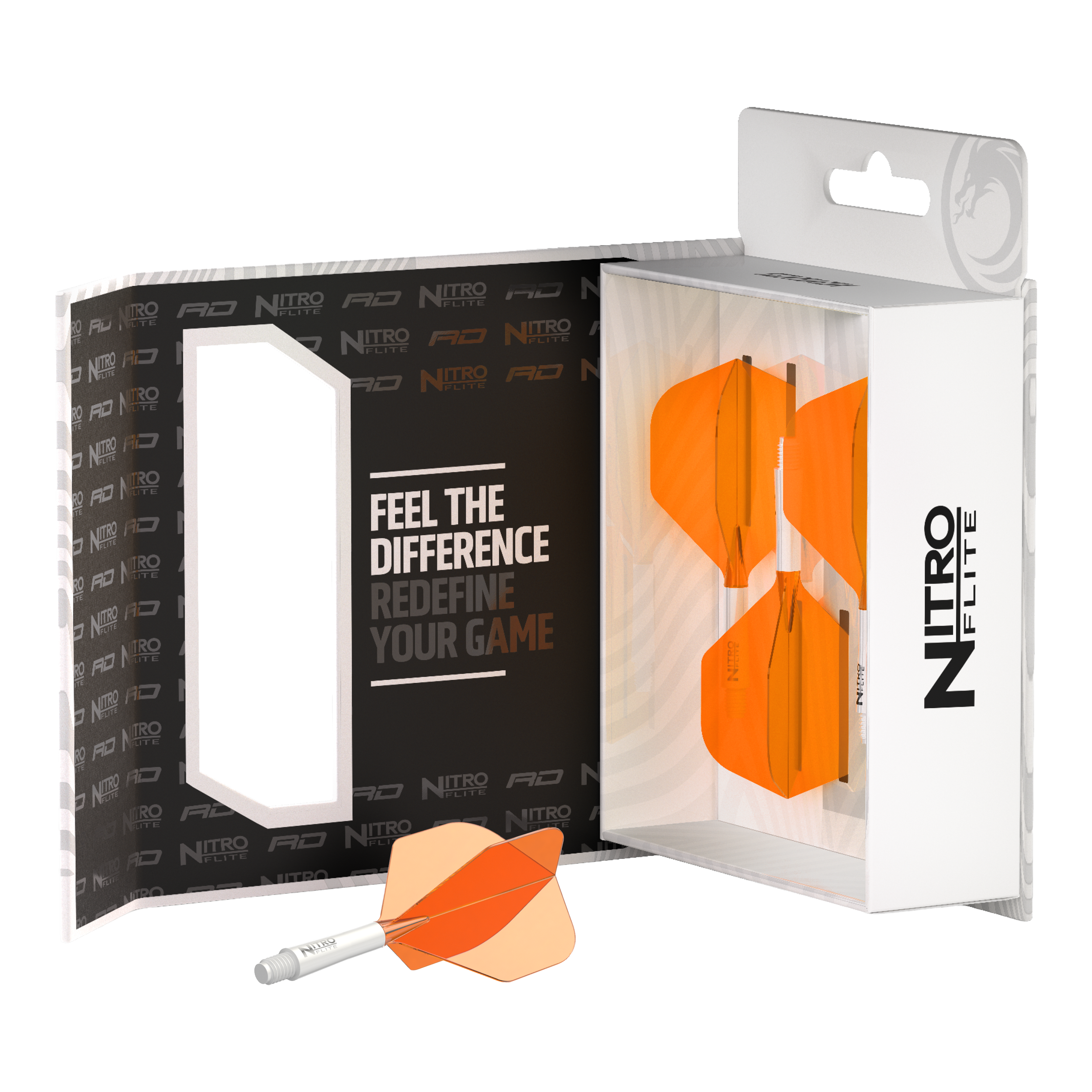 Letky Red Dragon Nitroflite White Shaft Orange No2 Abgebildet ist der Red Dragon Nitroflite White Shaft Orange Flights No2. Der Dart-Schaft ist weiß und die Flights sind orange.