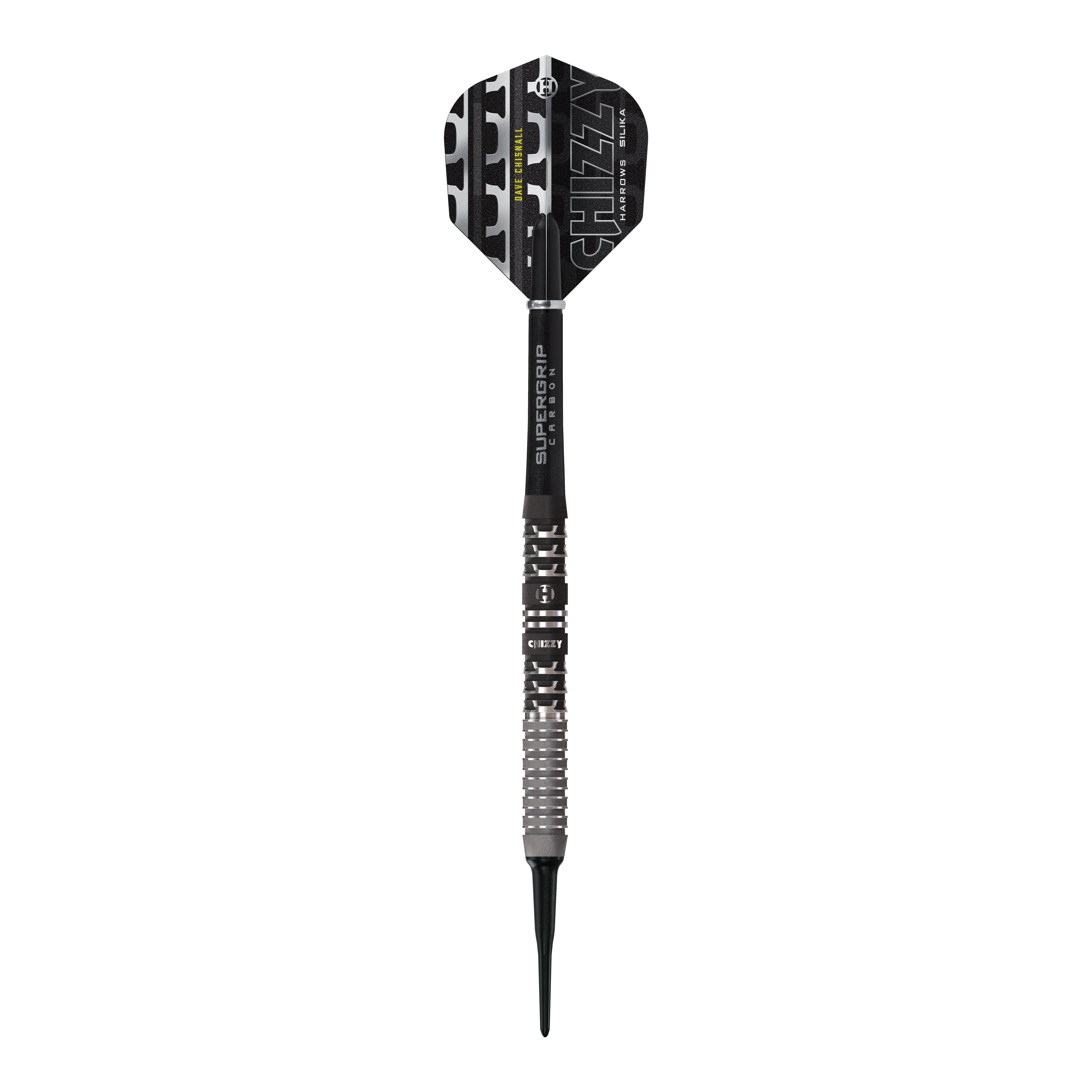 Gezeigt werden die Harrows Dave Chisnall Chizzy Series 4 Softdarts. Das Produkt bietet hohen Spielkomfort.