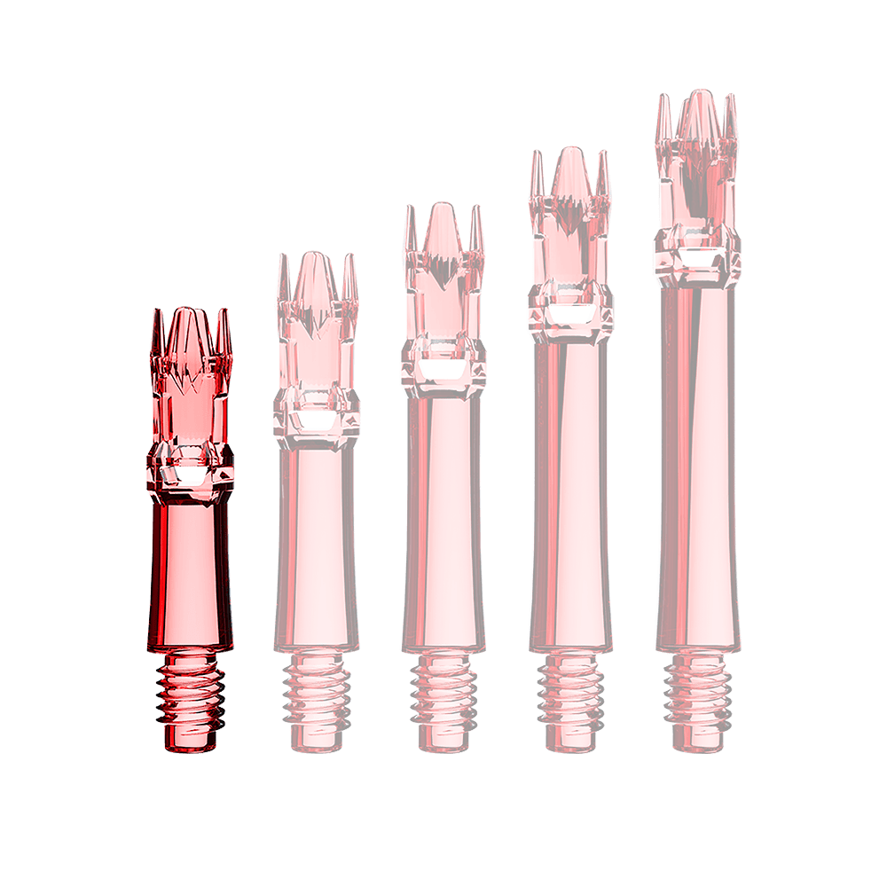 Náhradní hřídele L-Systém - čirá červená Hier sieht man eine rote transparente Ersatzshaft. Die Shaft wird unter Lichteinfall gezeigt.
