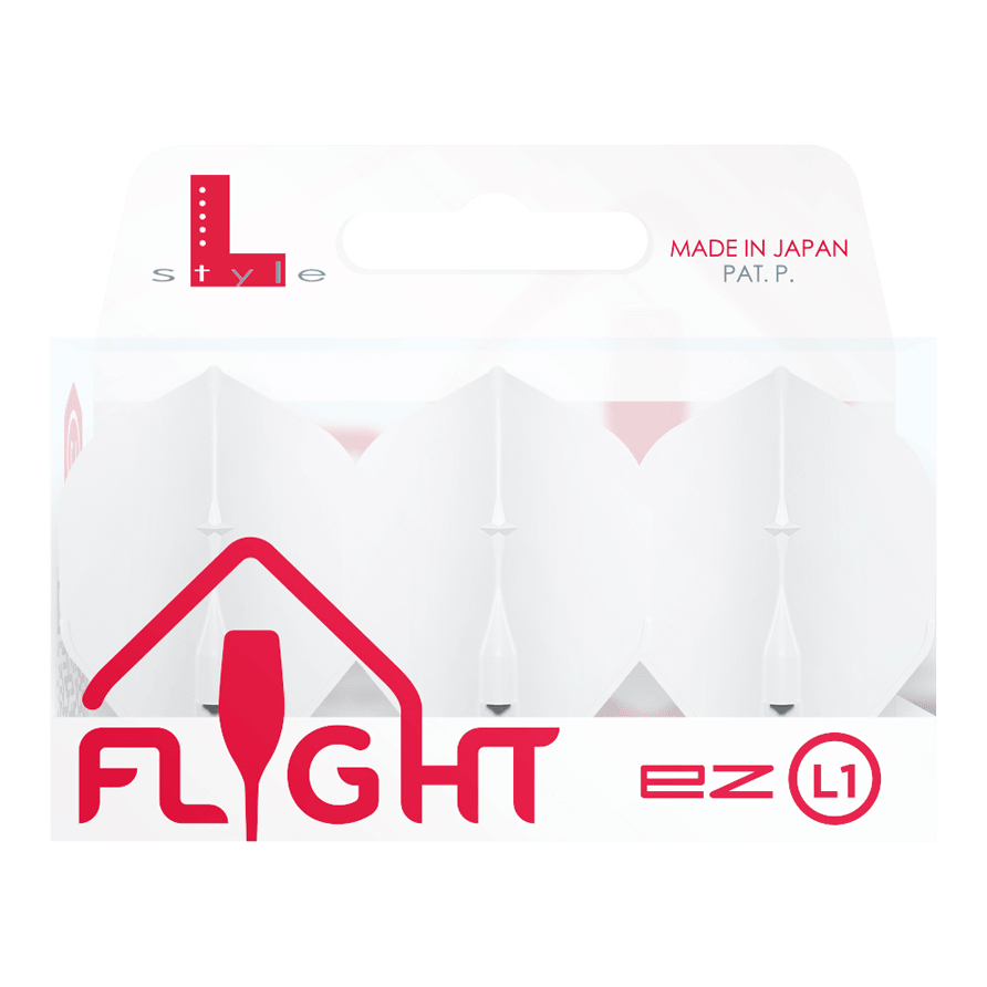 Standardní lety L-Style Champagne L1EZ Die Abbildung zeigt eine Packung der "L-Style Champagne L1EZ Standard Flights". Die Flights sind weiß und werden in Japan hergestellt.