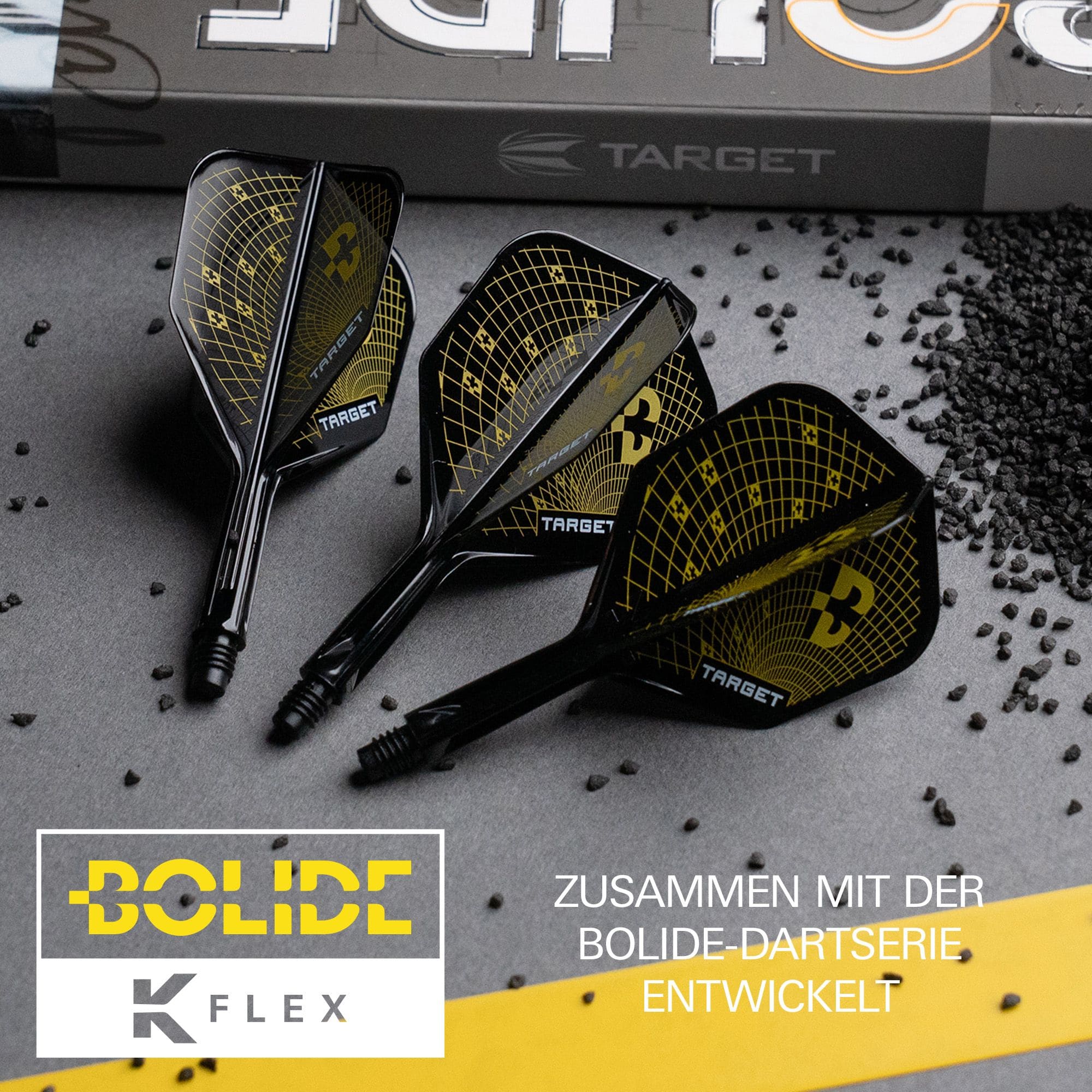 Standardní letky Target K-Flex Bolide No2 Das Bild stellt die Target K-Flex Bolide No2 Standard Flights dar. Diese Flights eignen sich ideal für ambitionierte Dartspieler.