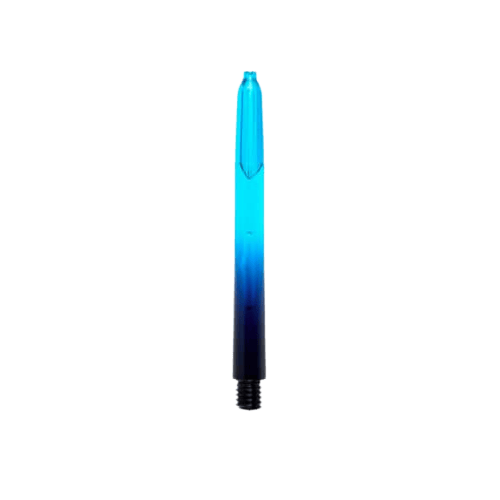 Pánské šachty Pentathlon Vignette Plus černé/azurové Das Bild zeigt einen Pentathlon Vignette Plus Shaft in den Farben Schwarz und Cyan. Der Schaft hat ein Farbverlauf-Design, das von unten nach oben von Schwarz zu Cyan wechselt.