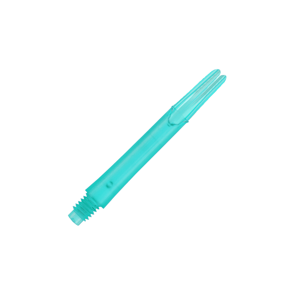 L-L-Style-Shafts Uzamčené rovné - Emerald Das Bild zeigt einen geraden, durchsichtigen, grünen Dart-Schaft. Der Schaft hat ein Schraubgewinde an einem Ende und ist 39 mm lang.