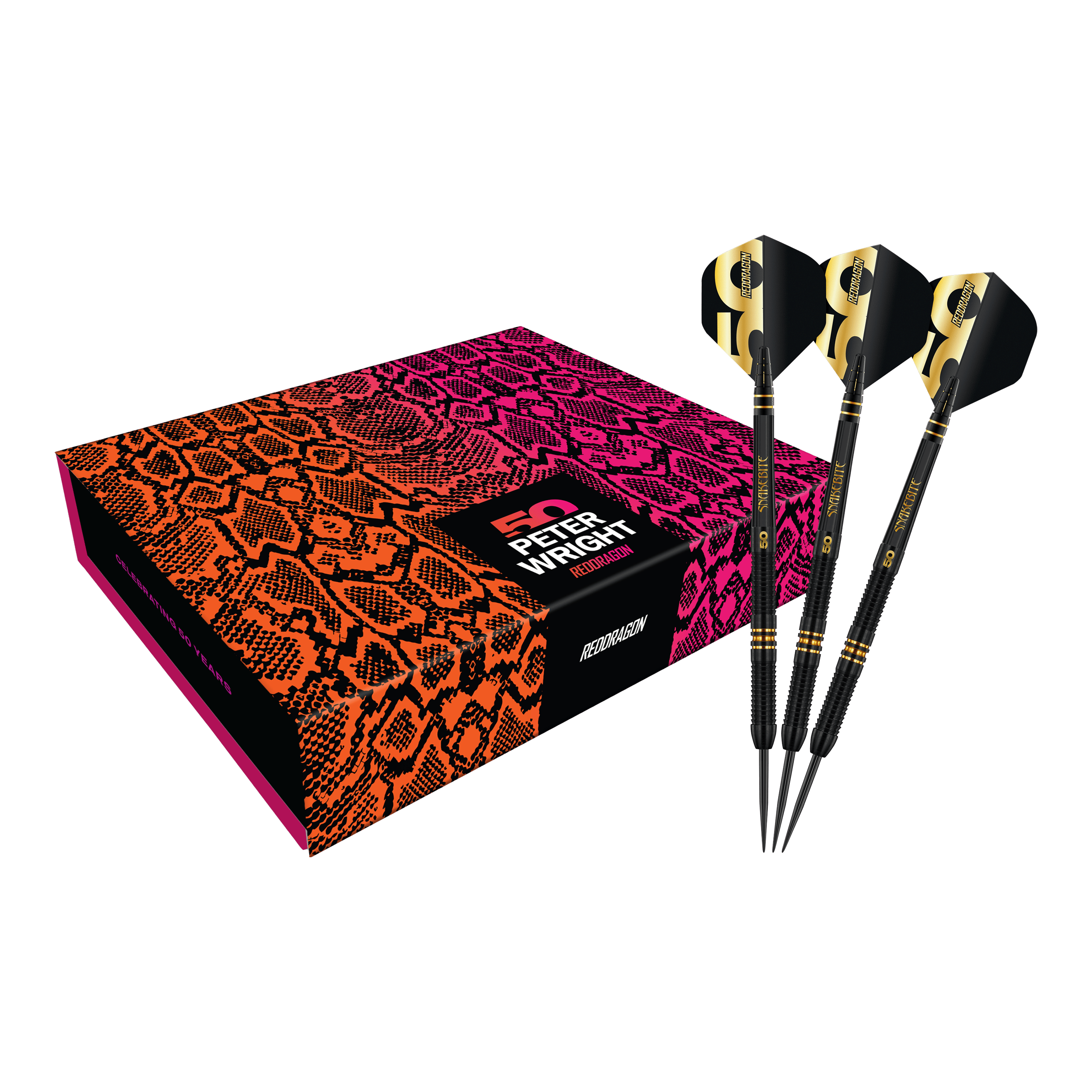 Ocelové šipky Red Dragon Peter Wright 50 Years Player Limited Edition - 21g Red Dragon Peter Wright 50 Years Player Limited Edition Steeldarts - 21g. Das Bild präsentiert den limitierten Steeldartpfeil als vollständiges Set.