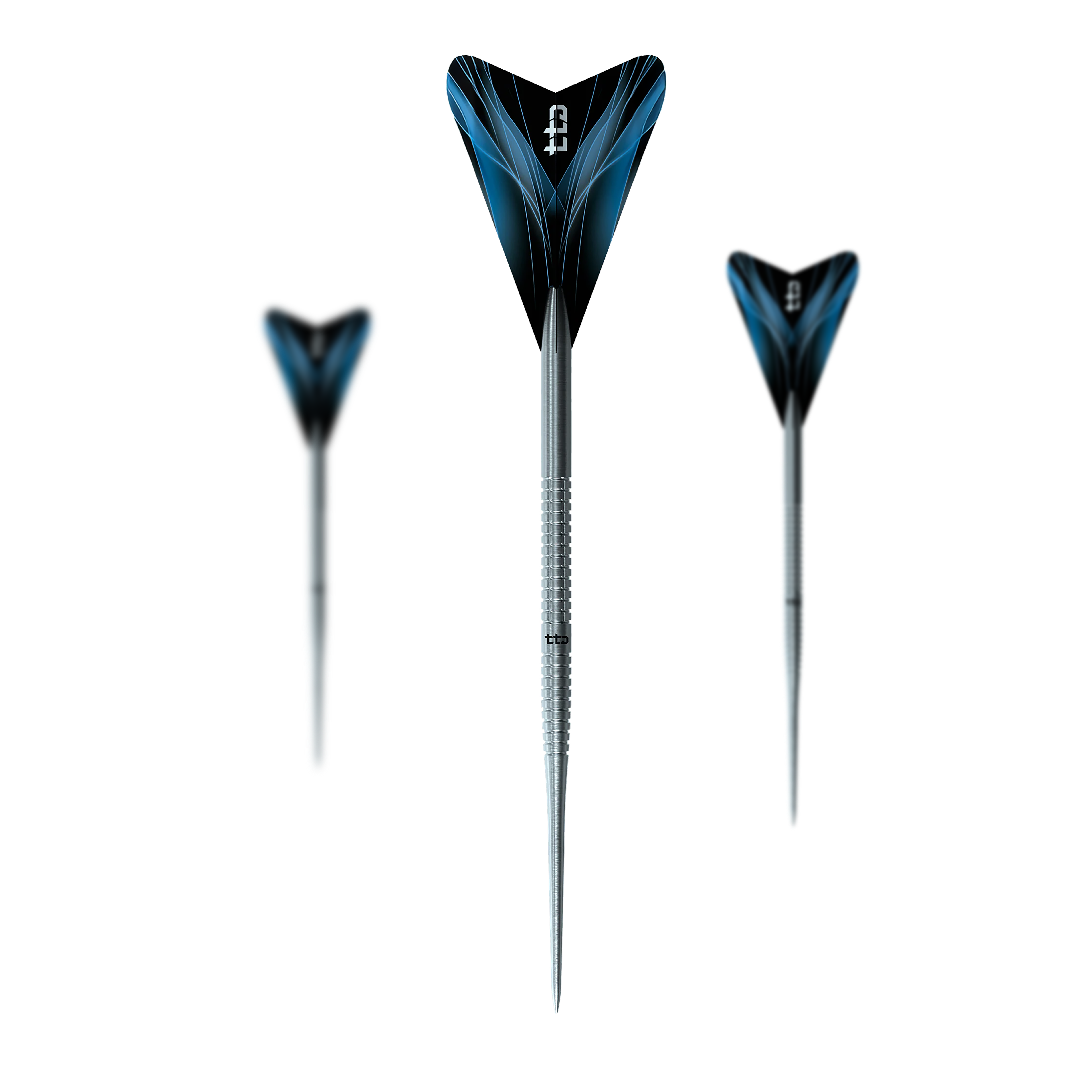 Caliburn TTD Complete Titanium T1 Stříbrné Steeldarts - 5g Das Foto zeigt ein Set der Caliburn TTD Complete Titanium T1 Silver Steeldarts - 5g. Es sind hochwertige Steeldarts aus Titan für das Dartspiel.