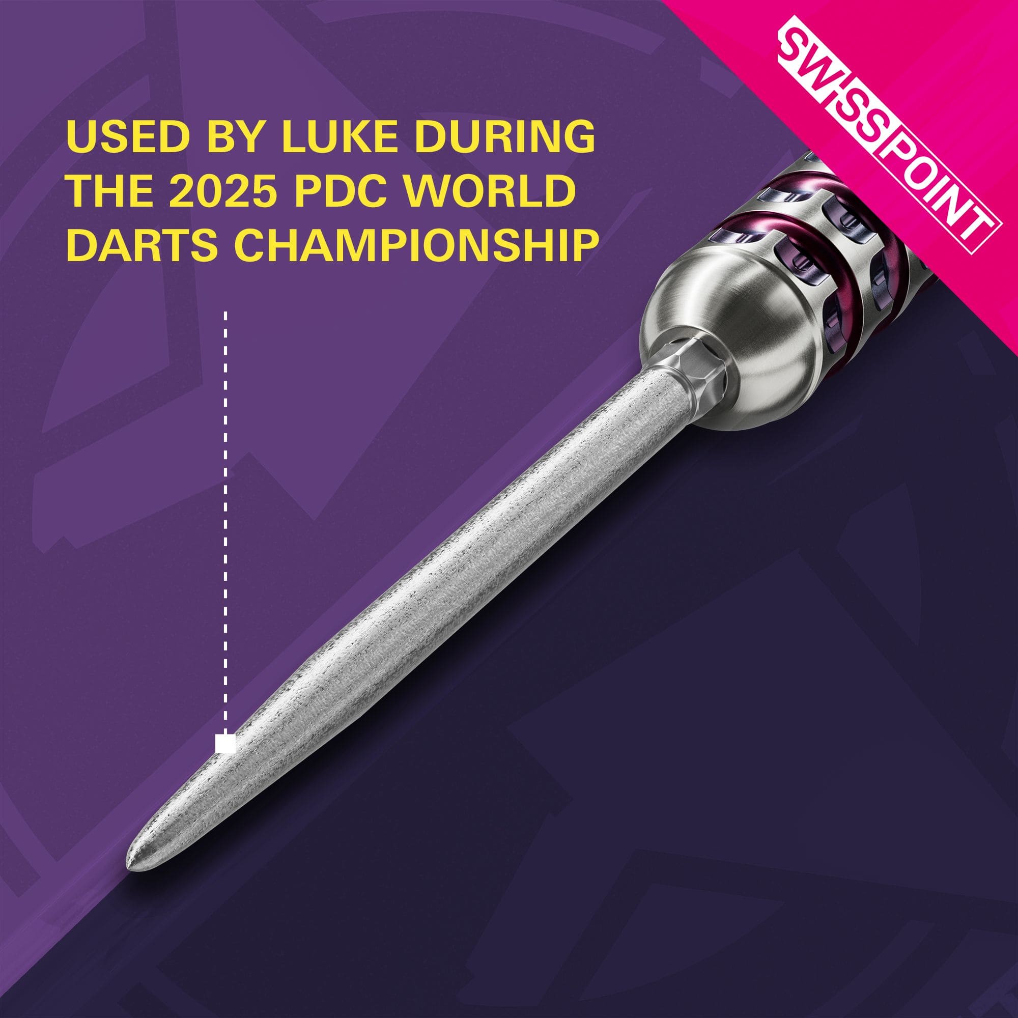 Špičky na šipky Target Swiss Point SLK - stříbrné Das Bild zeigt die silberne Dartspitze „Target Swiss Point SLK“. Sie wurde laut Aufschrift von Luke während der PDC Darts Weltmeisterschaft 2025 verwendet.