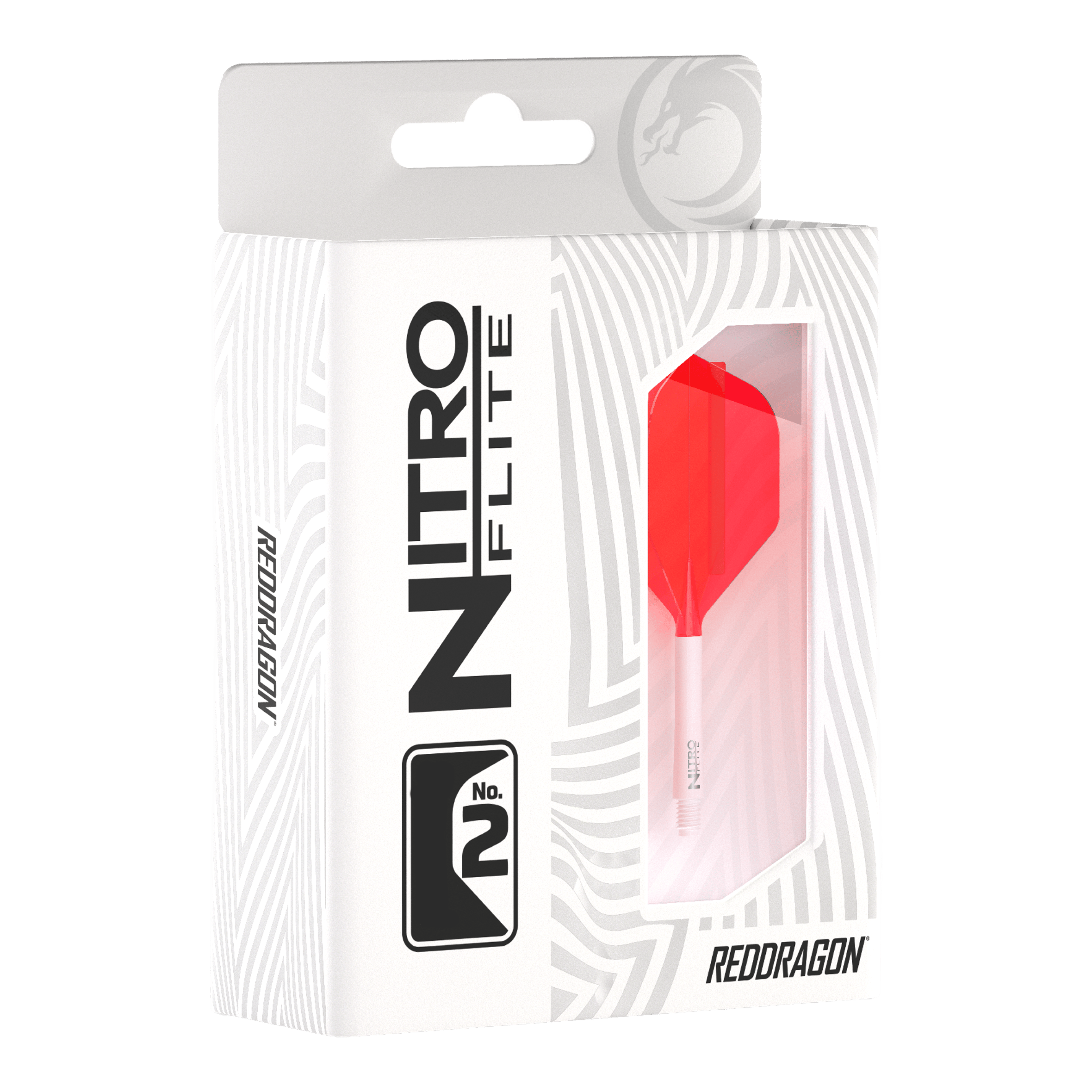 Red Dragon Nitroplite - White Shaft Red No2 Flights Das Bild stellt das Red Dragon Nitroflite Set mit weißen Schäften und roten Flights der Größe No2 dar. Das Zubehör unterstützt ein stabiles und genaues Wurferlebnis.