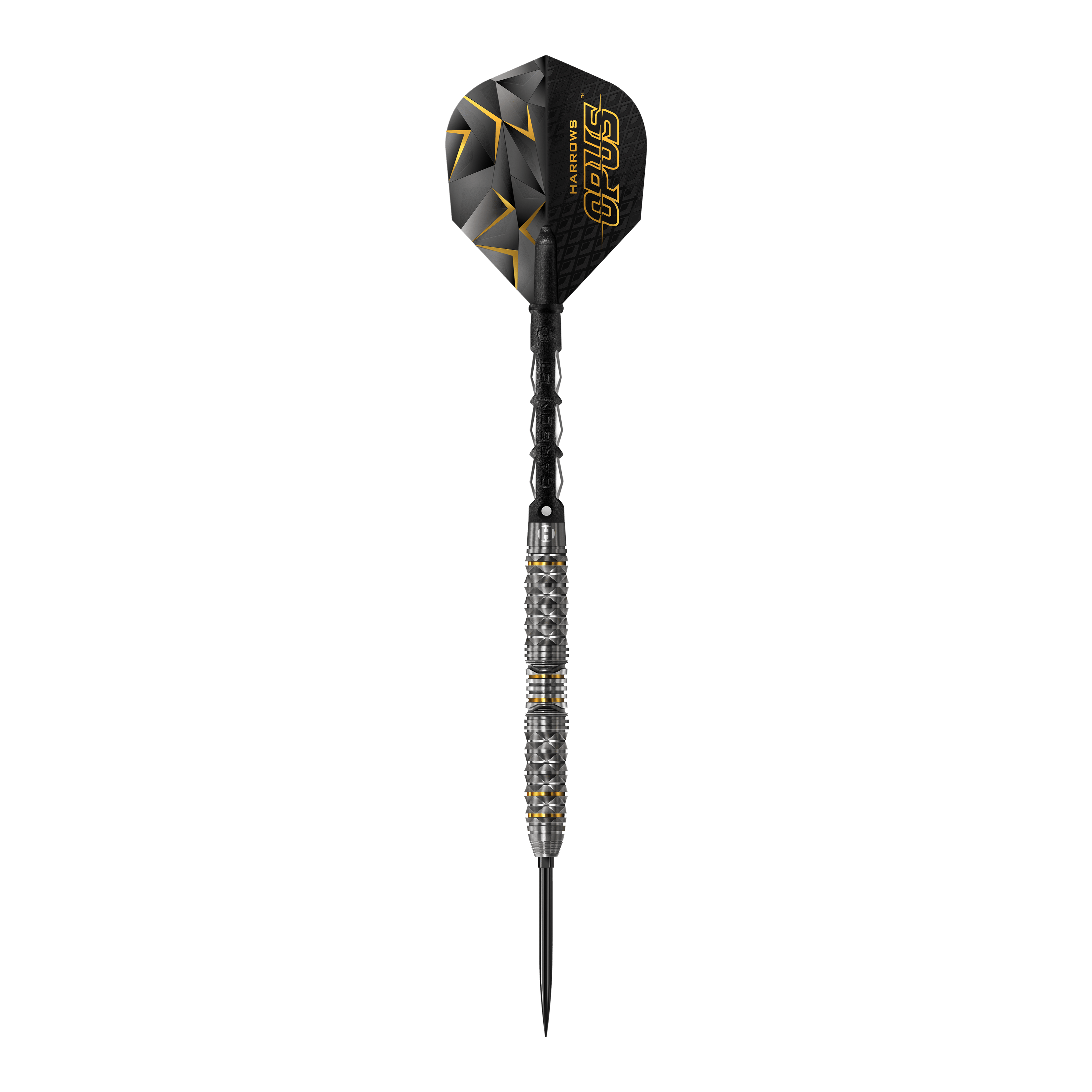 Ocelové šipky Harrow's Opus Quick Point Harrows Opus Quick Point Steeldarts - 23g. Das Bild zeigt Steeldarts mit einem Gewicht von 23 Gramm.