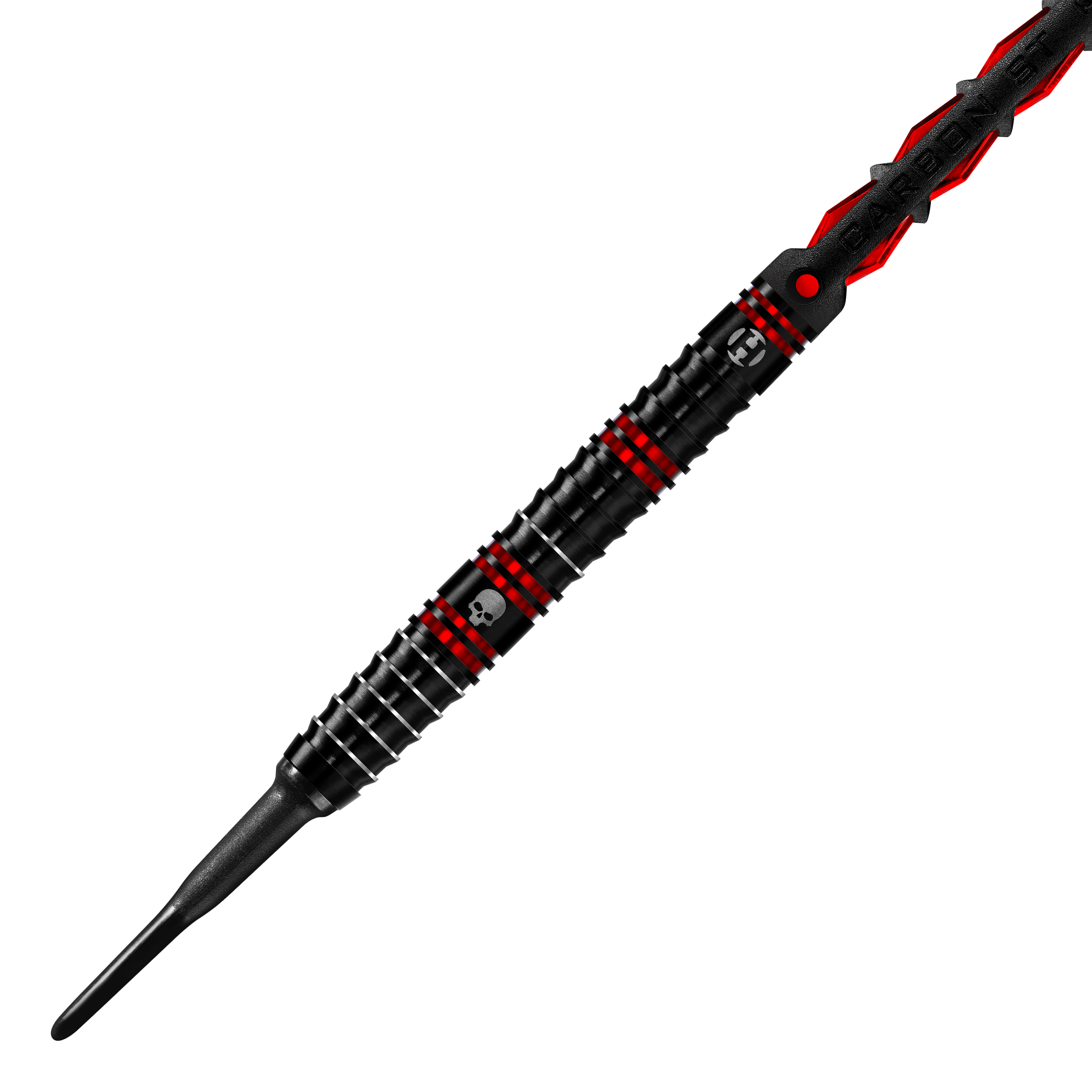 Měkké šipky Harrow's Ryan Searle Heavy Metal Der Harrows Ryan Searle Heavy Metal Softdart ist in Schwarz mit roten Akzenten gestaltet. Auf dem Dart befindet sich ein kleines Totenkopf-Symbol.