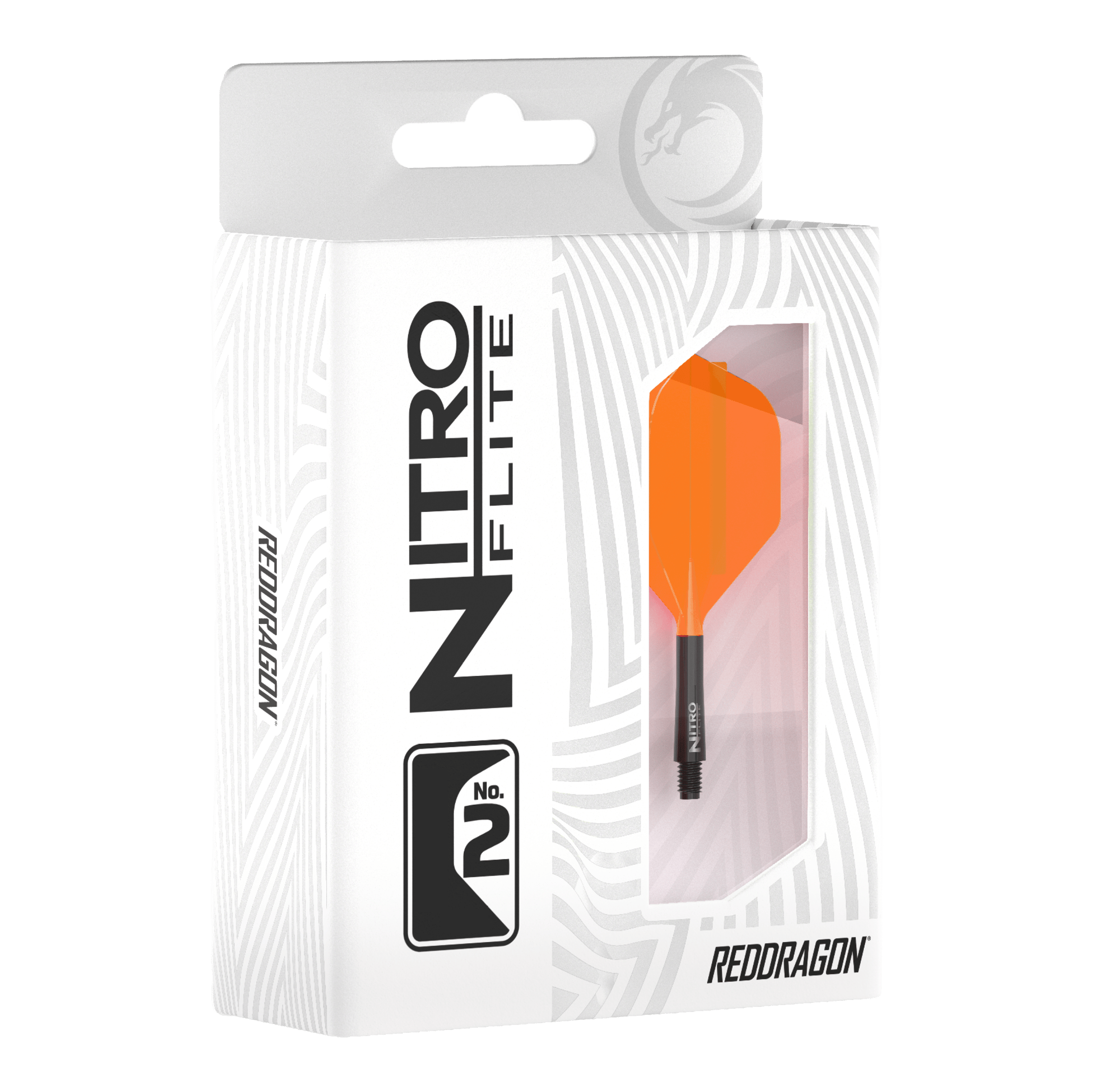 Letky Red Dragon Nitrofile Black Shaft Orange No2 Abgebildet ist Red Dragon Nitroflite Black Shaft Orange Flights No2. Der Dart hat einen schwarzen Schaft und orange Flights.