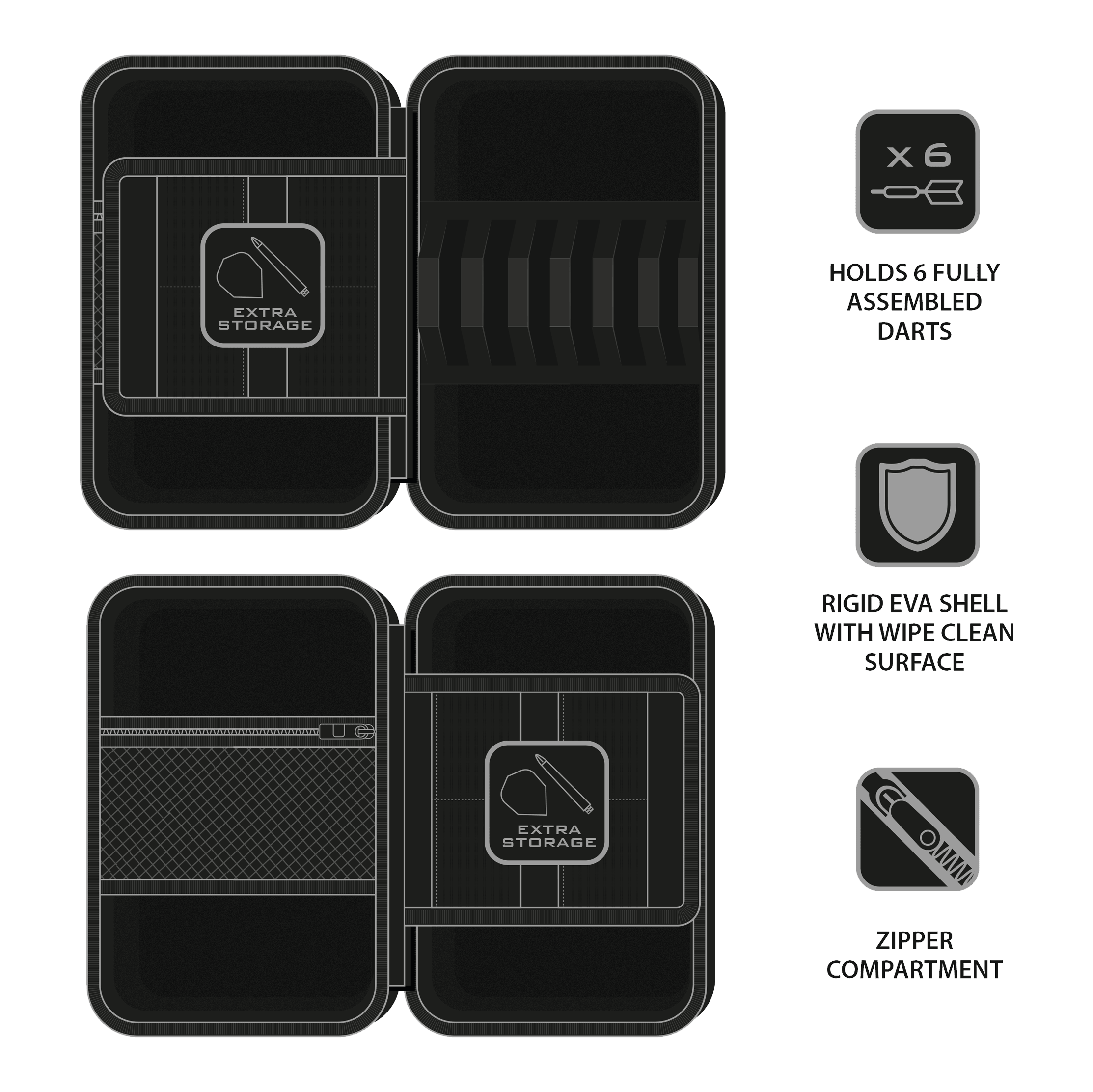 Pouzdro na šipky Harrow's Ryan Searle Player Pro6 Harrows Ryan Searle Player Pro6 Dartcase ist ein professionelles Dartcase für Spieler. Es bietet Platz für mehrere Darts und Zubehör.