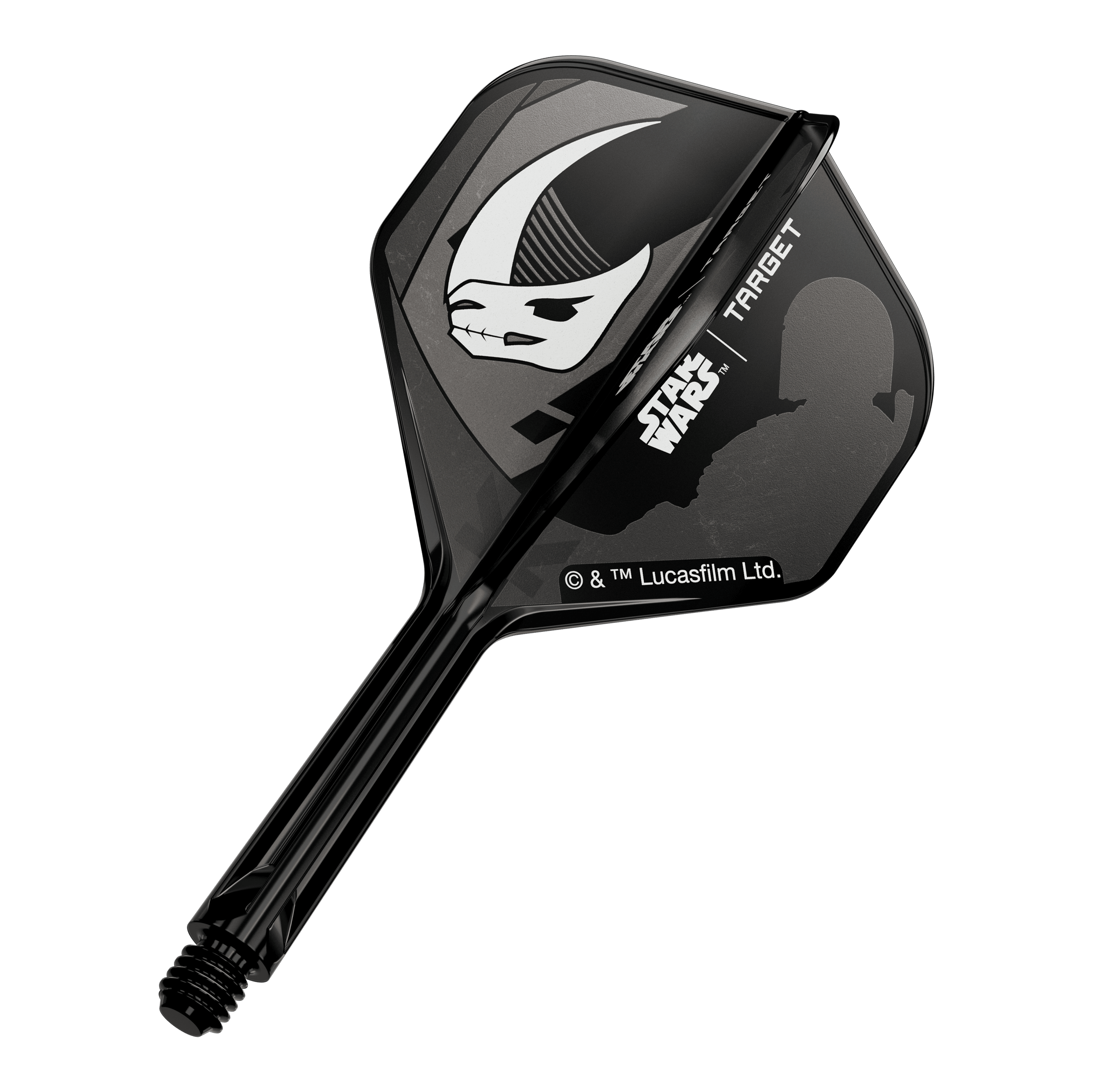 Target Star Wars K-Flex Set Mandalorian No2 Standard Flights Das Bild zeigt das Produkt mit dem Dateinamen 410621_Target_StarWars_K-Flex_Mandalorian_Armour_No2_Standard_Flights_26mm_1a. Es ist wahrscheinlich ein Mandalorian Armour Dart-Flight.