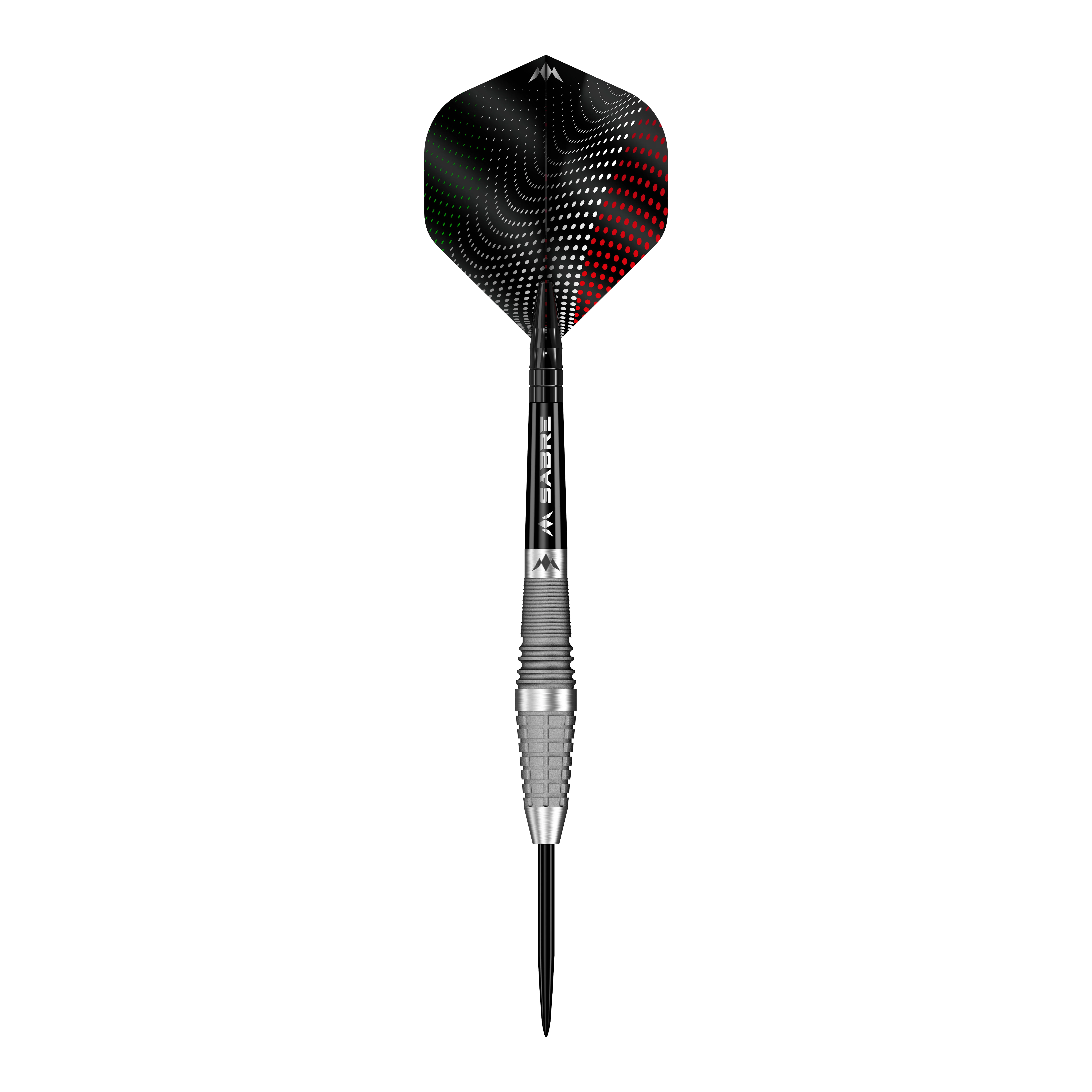 Mission Michele Turetta Sandblasted Steeldarts - 23g, abgebildet als einzelner Dartpfeil. Das Bild zeigt das Design und die sandgestrahlte Oberfläche dieses Produkts.