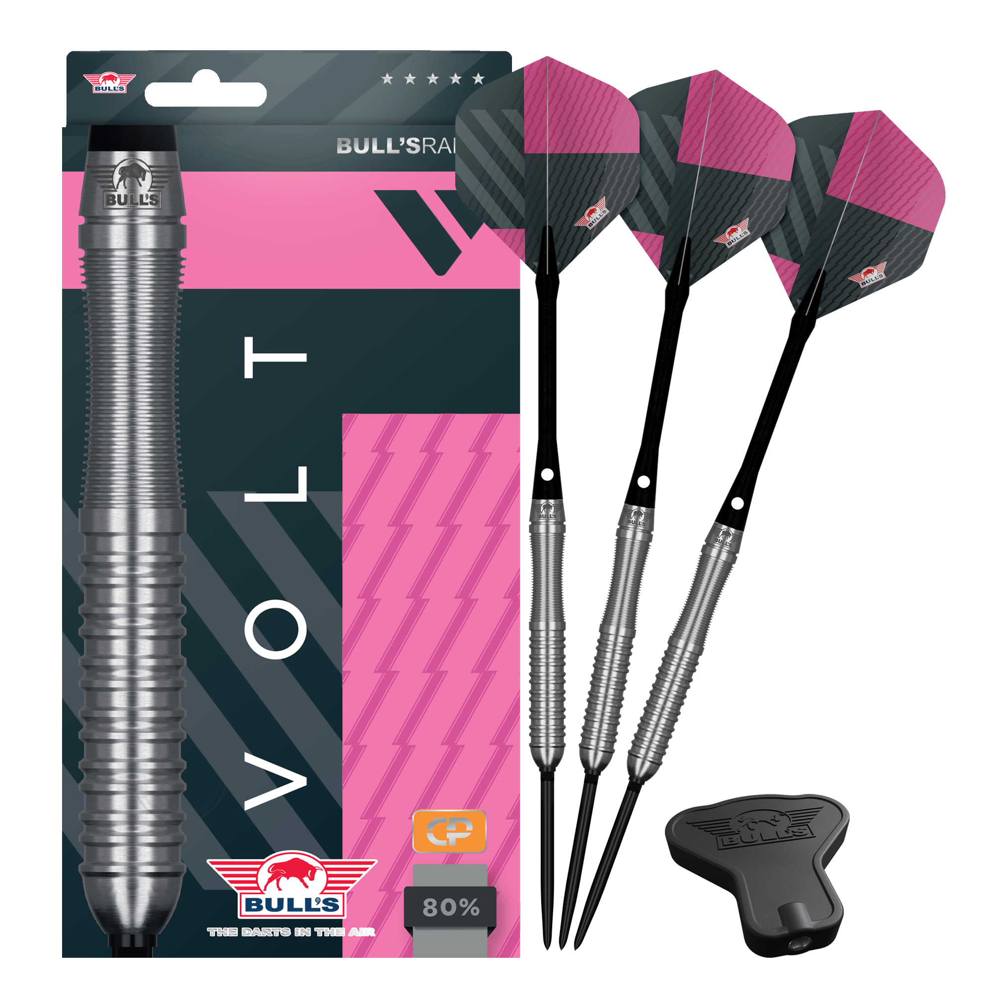 Šipky Bulls NL Volt Pink Convertible Point Steel Darts