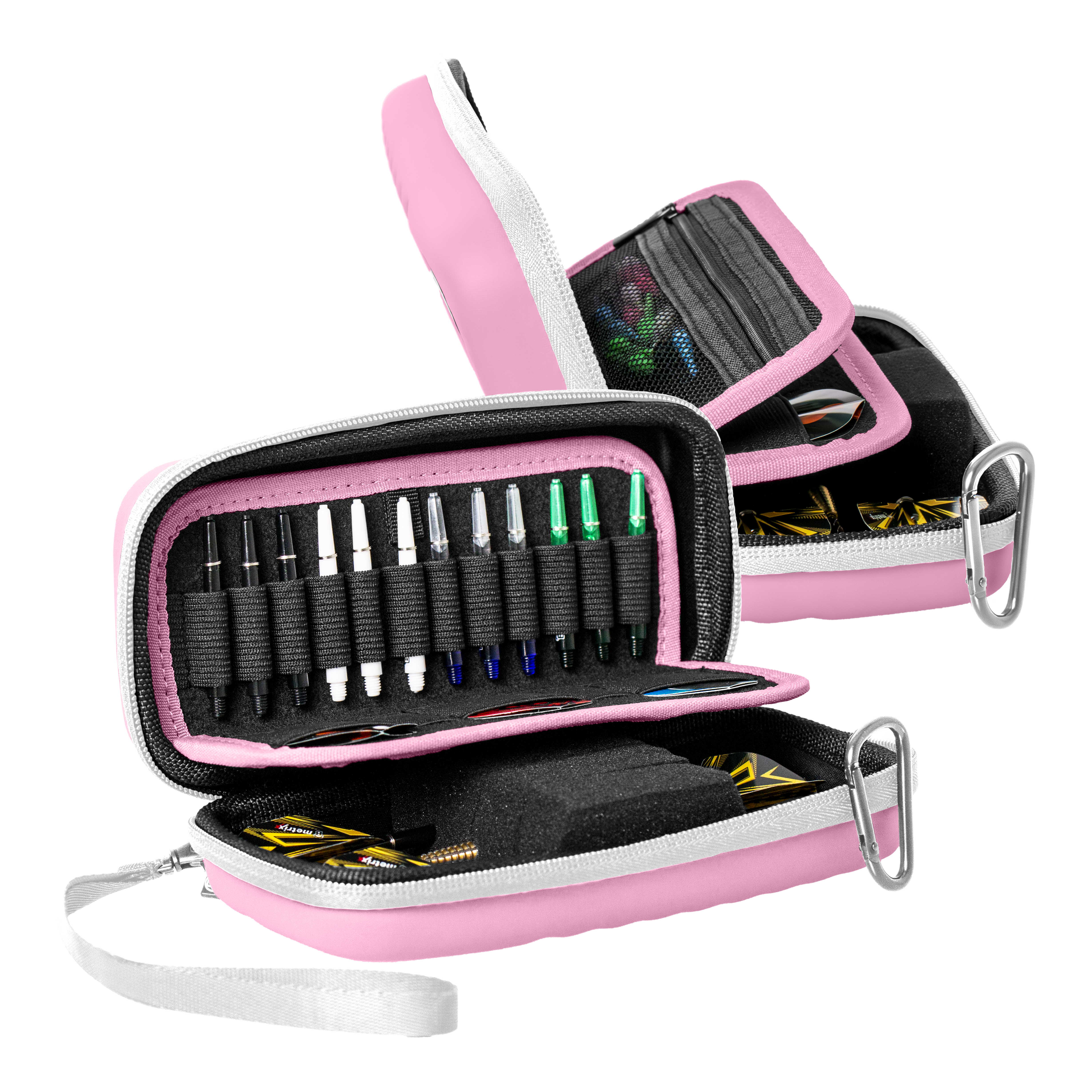 Hier sieht man das Bulls Orbis S Dartcase in Pink aus einer anderen Perspektive. Das Dartcase bietet Schutz und Ordnung für Dartutensilien.