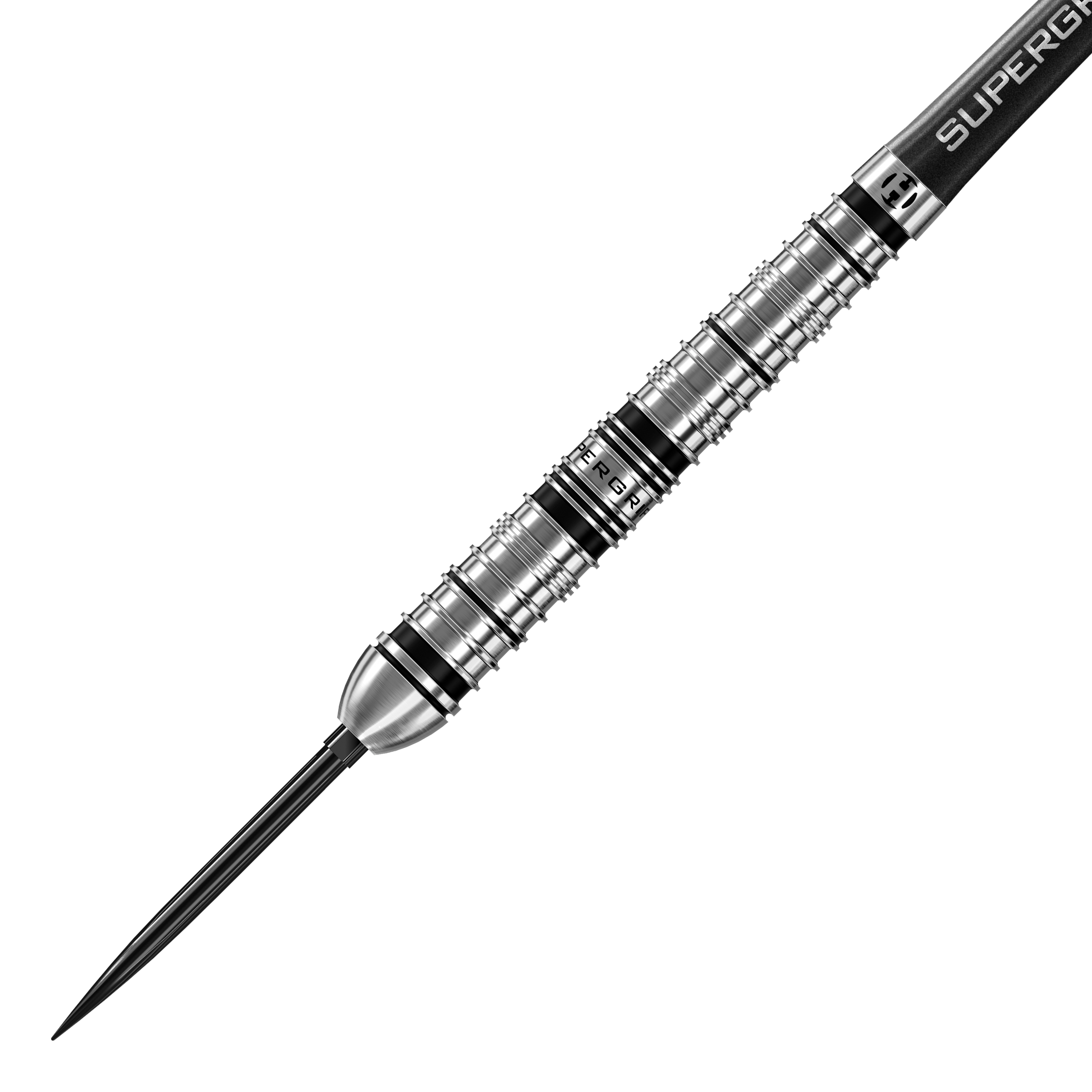 Harrows Supergrip Tapered Quick Point ocelové šipky Dieses Bild zeigt die Harrows Supergrip QP Tapered Quick Point Steeldarts. Die Darts sind für Präzision und Kontrolle beim Spielen ausgelegt.