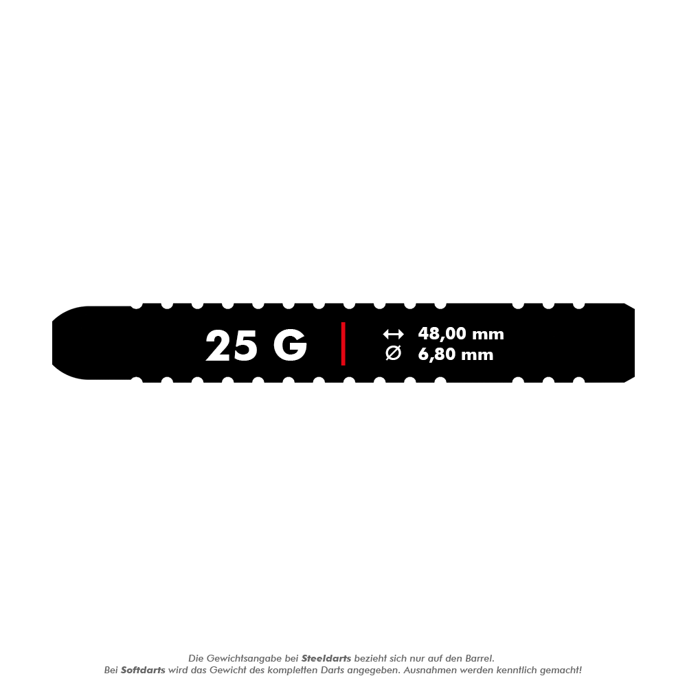 M001325_Mission_Martin_Lukeman_Black_Titanium_Steeldarts_5_25g Das Bild zeigt den Mission Martin Lukeman Black Titanium Steeldart mit einem Gewicht von 25 Gramm. Die Länge beträgt 48,00 mm und der Durchmesser 6,80 mm.