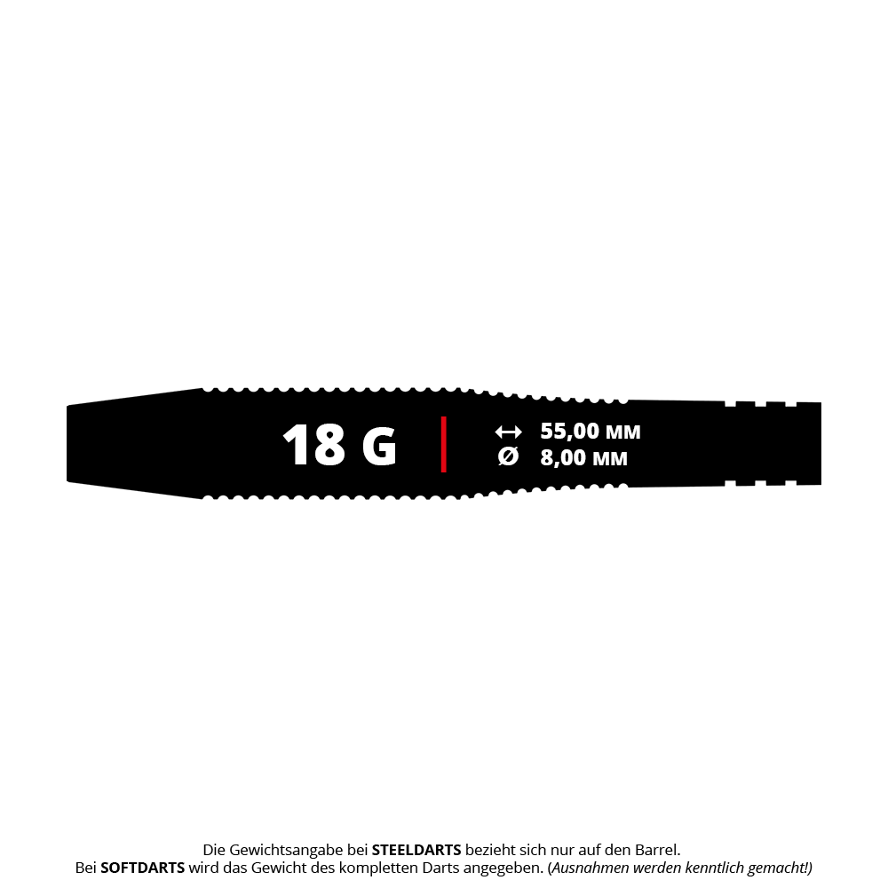 Šipky Bulls Martin Schindler The Wall Brass Softdarts - 18g Das Bild zeigt die Produktdaten des Bulls Martin Schindler The Wall Brass Softdarts mit einem Gewicht von 18 Gramm. Die Länge beträgt 55,00 mm und der Durchmesser 8,00 mm.