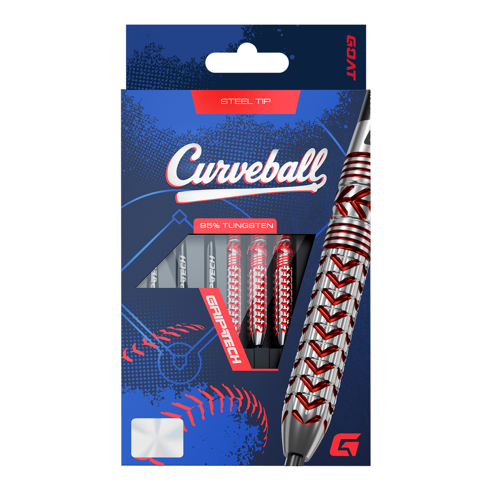 Šipky GOAT Curveball ocelové Das Foto stellt die GOAT Curveball Steeldarts dar. Die Pfeile sind klar und deutlich zu erkennen.