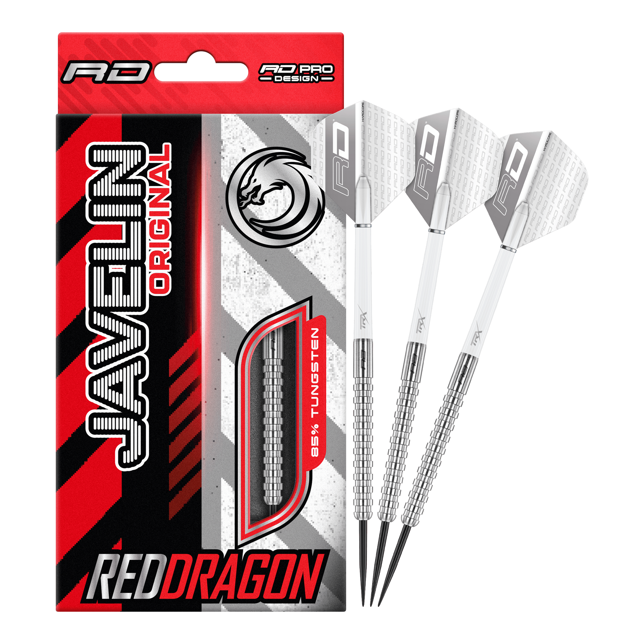 Ocelové šipky Red Dragon Javelin Das Bild zeigt die Red Dragon Javelin Steeldarts in voller Ansicht. Sie sind speziell für das professionelle Darten entwickelt.
