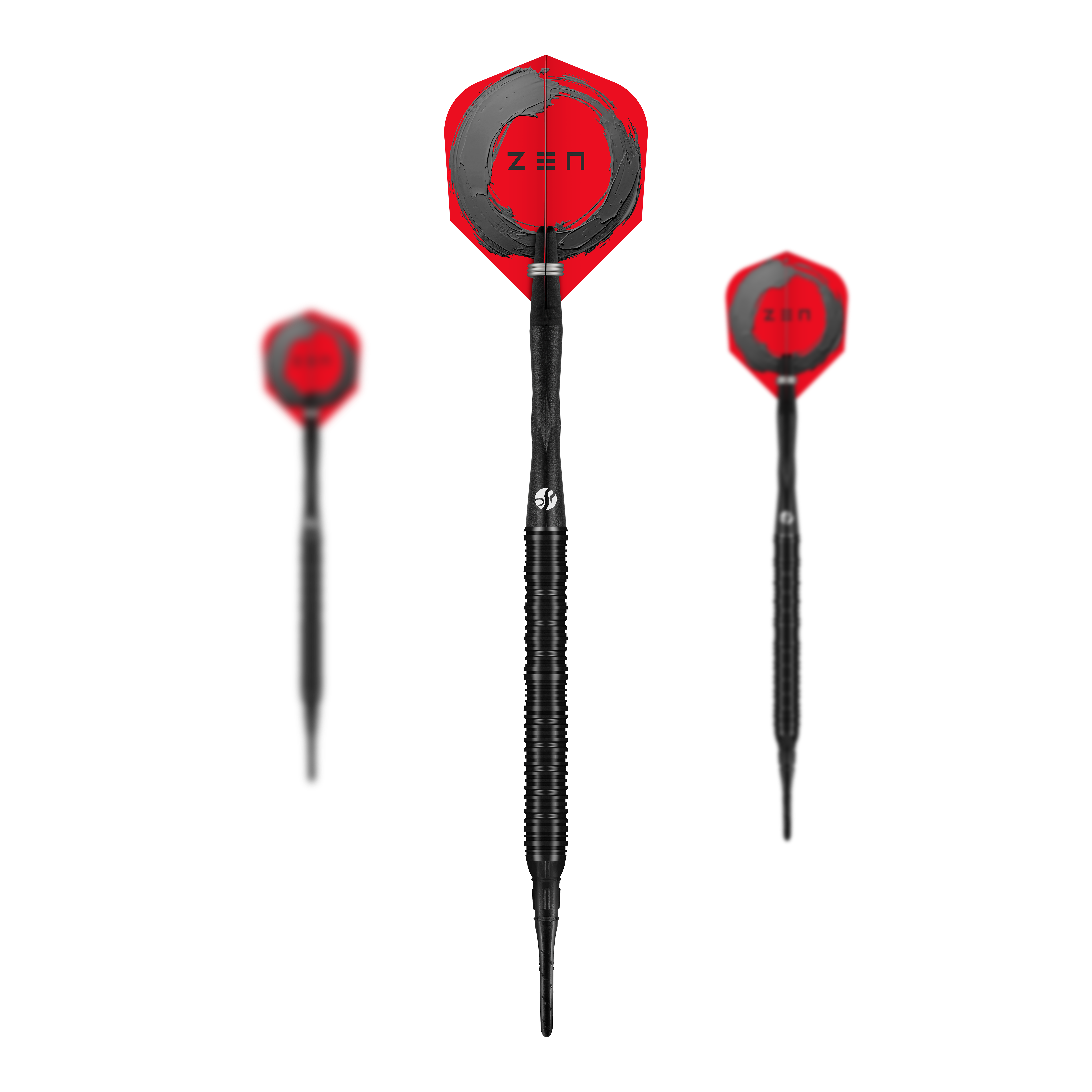 Šipky Shot ZEN Straight Soft - 20g Das Bild zeigt ein Set der Shot ZEN Straight Softdarts - 20g. Das Set ist komplett für den Dartgebrauch ausgelegt.
