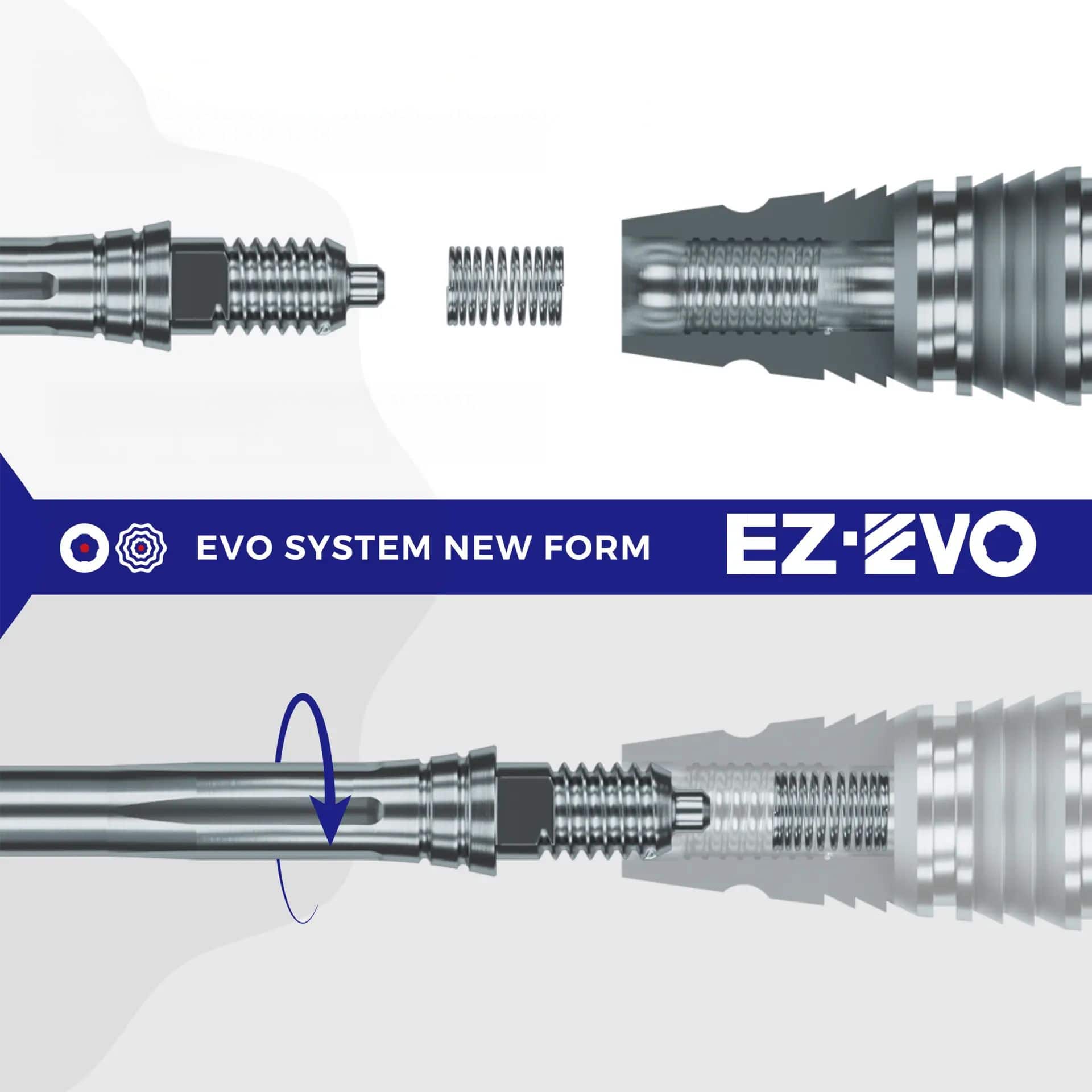 Špičky šipek Caliburn EZ-EVO - drážkované - duhové Abbildung des Caliburn EZ-EVO Systems. Das Bild zeigt Komponenten oder Zubehör des Systems.