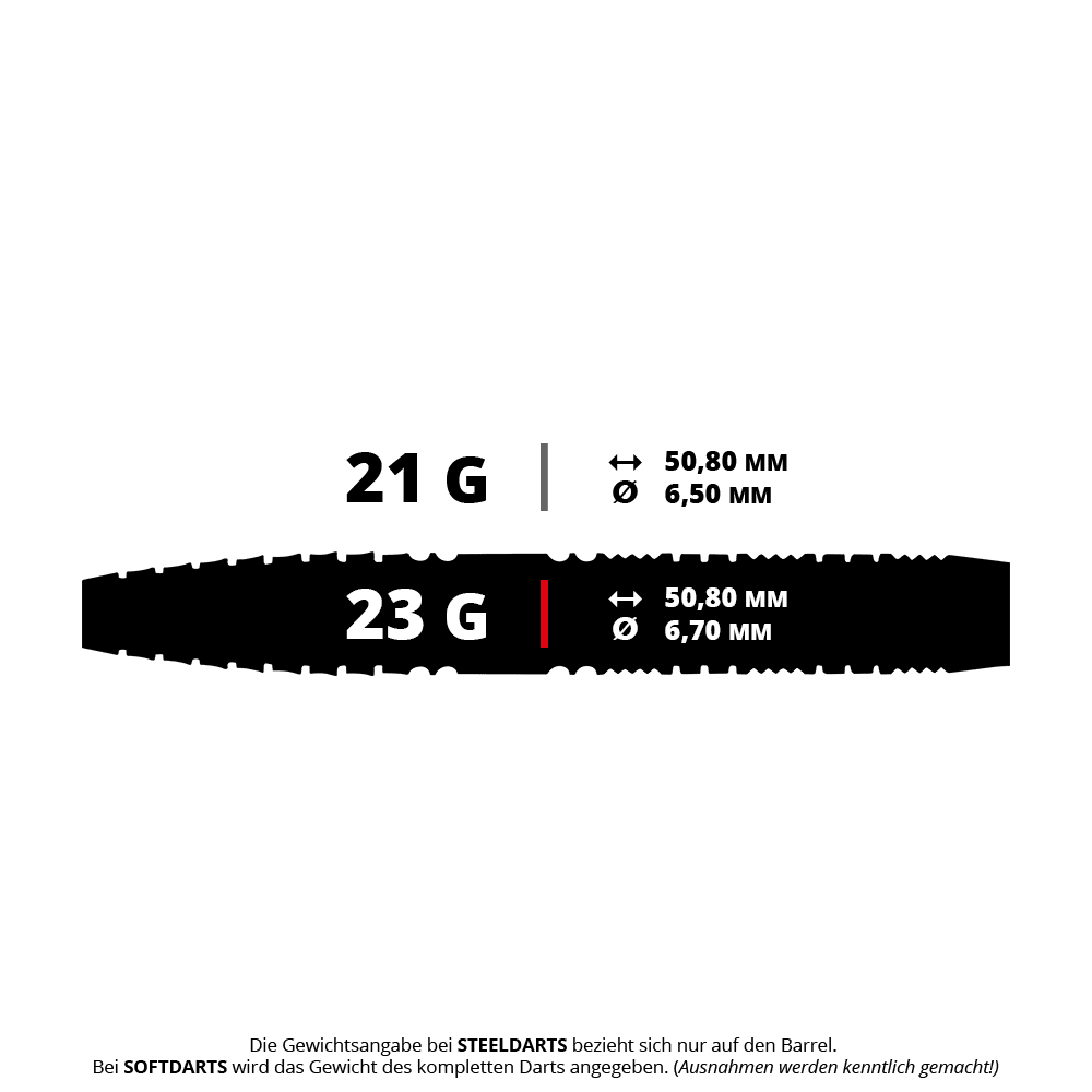 Šipky Red Dragon Recon Tapered Steel Das Bild zeigt Steeldarts mit dem Namen 'Recon Tapered' von Red Dragon. Die Darts wiegen 23 Gramm.