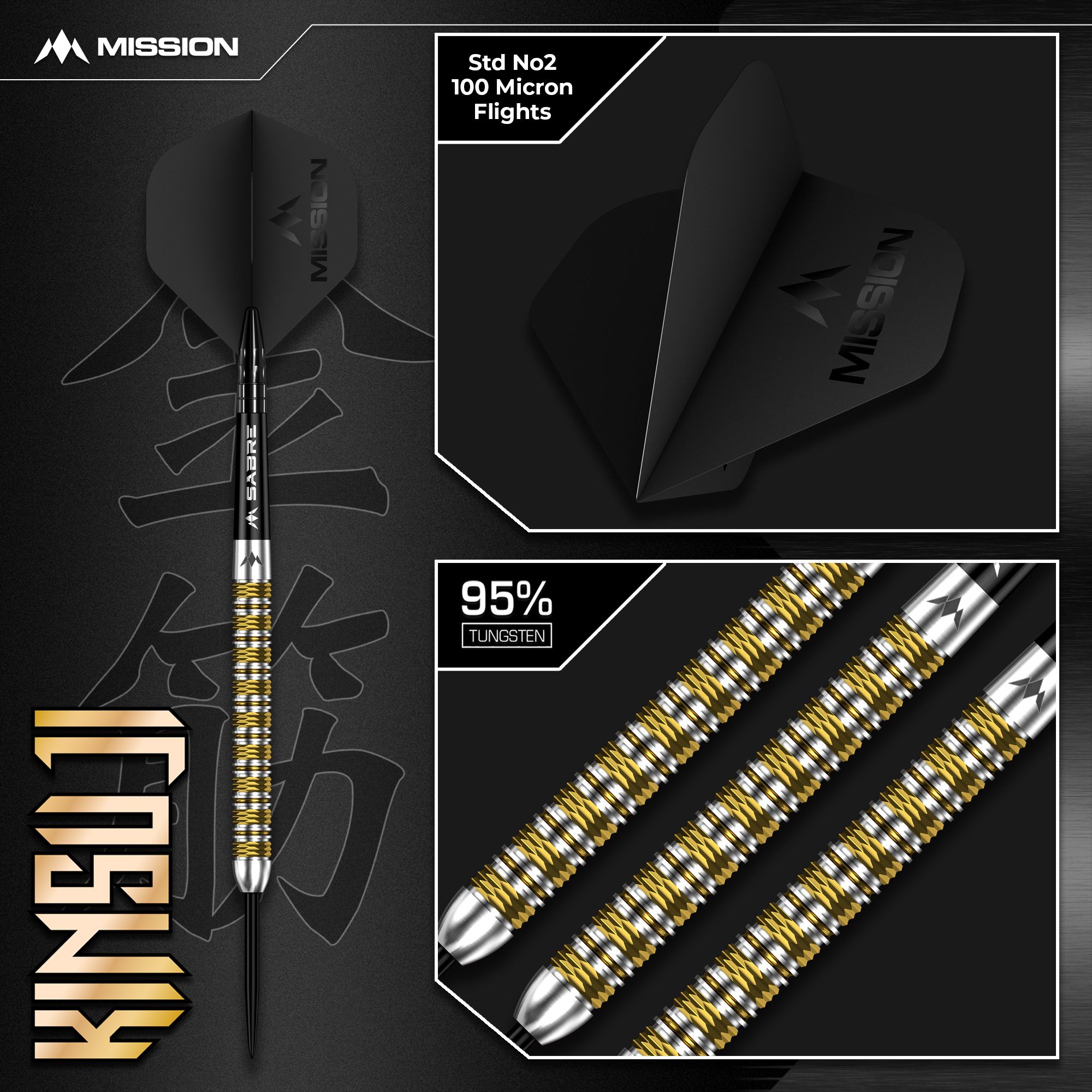 Mise Kinsuji Steeldarts Dies ist ein Bild der Mission Kinsuji Steeldarts. Auf dem Foto ist der Dartpfeil deutlich zu erkennen.