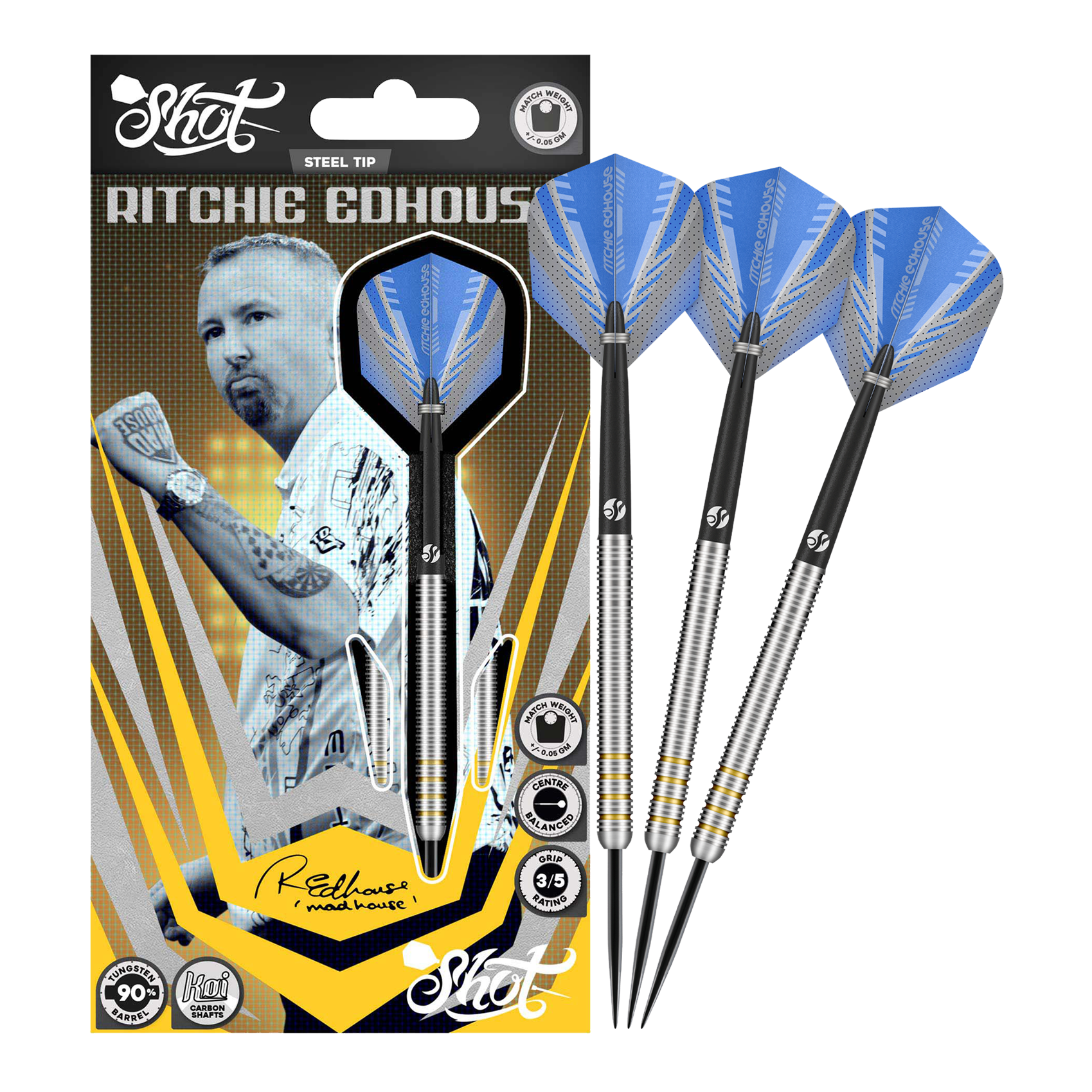 Šipky Shot Ritchie Edhouse Core Steel Abgebildet sind die Shot Ritchie Edhouse Core Steeldarts in voller Ansicht. Sie überzeugen durch ihr hochwertiges Design.