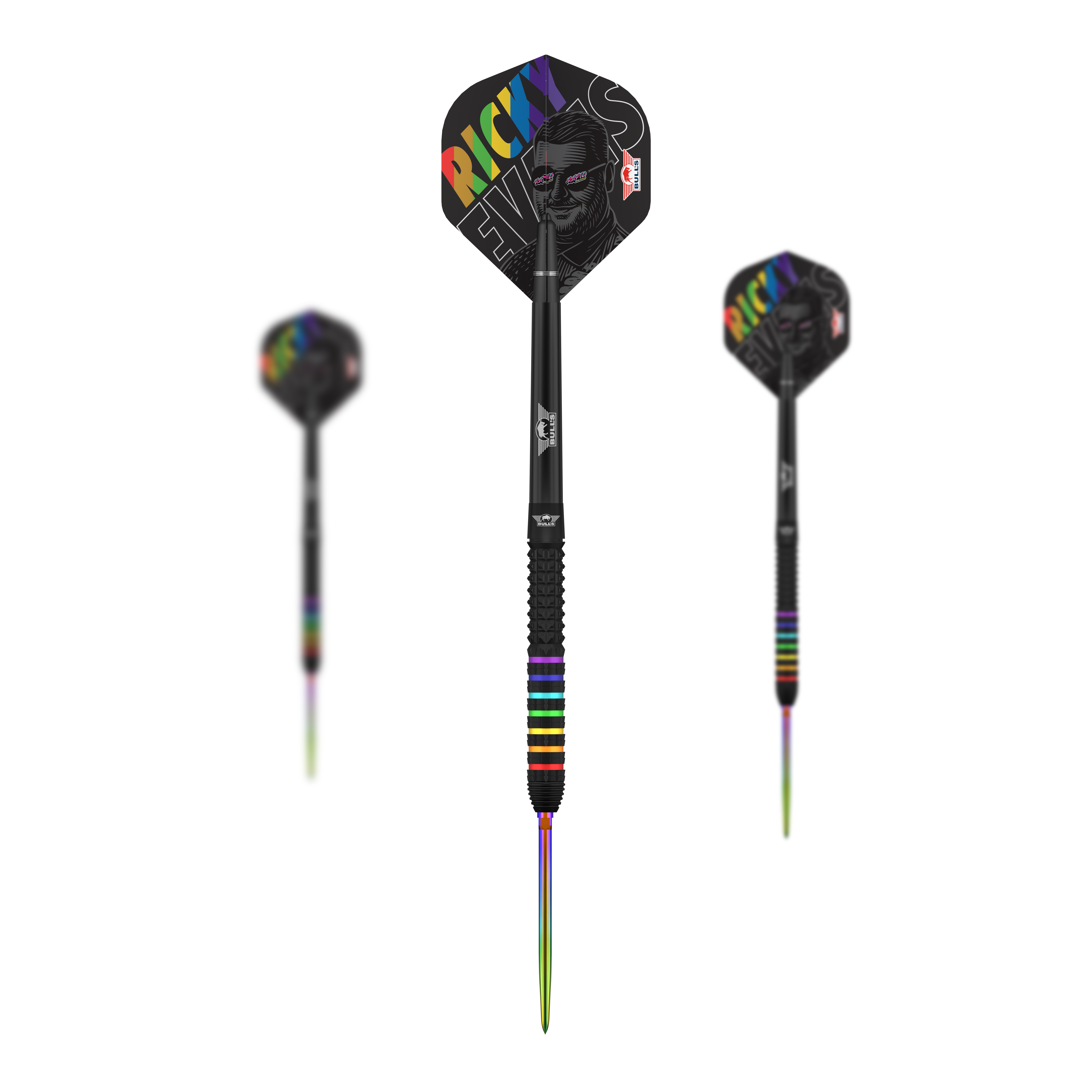 Šipky Bulls NL Ricky Evans Rapid 95 Convertible Point Steel Darts Abgebildet ist das Set Bulls NL Ricky Evans Rapid 95 Convertible Point Steeldarts. Zu sehen sind mehrere Darts.