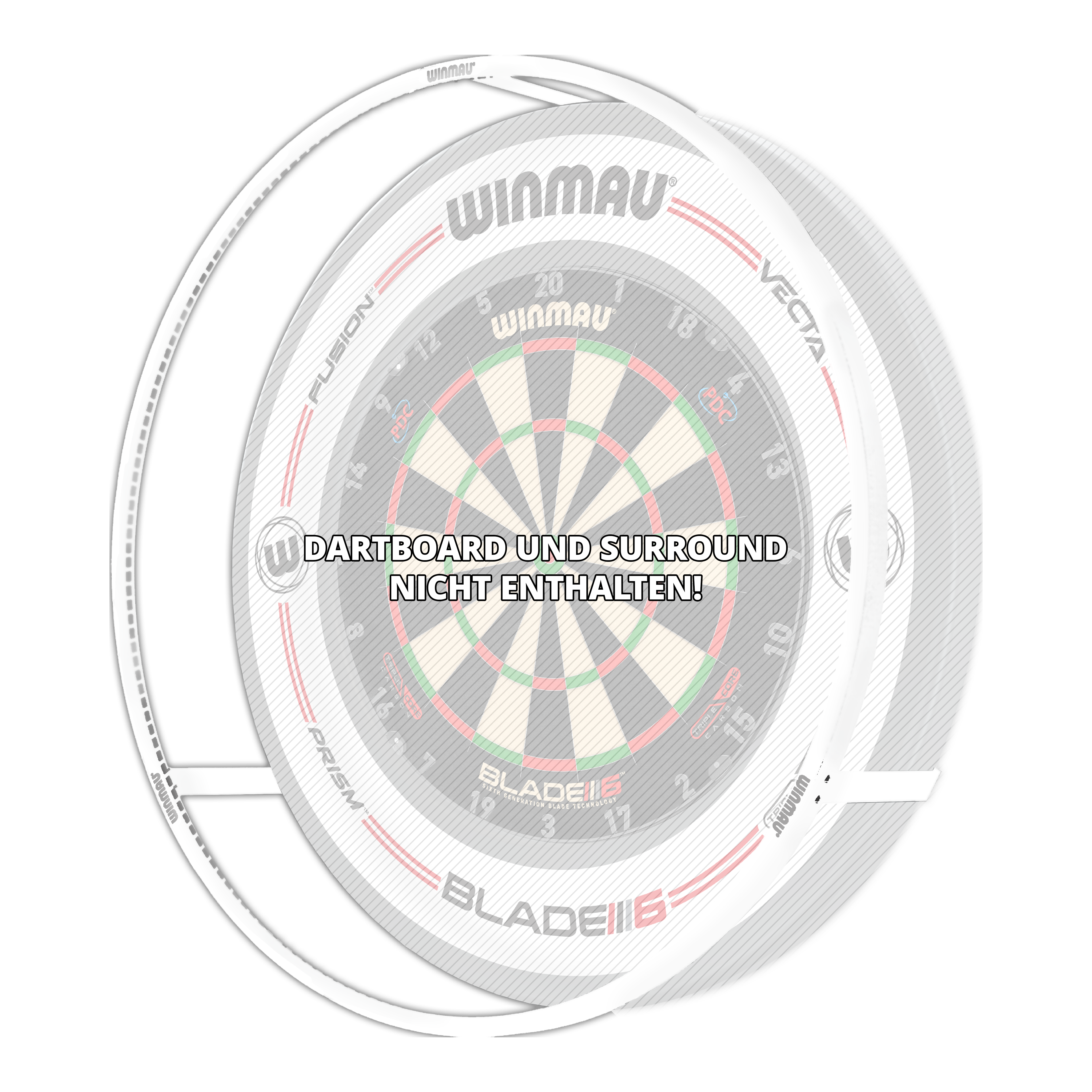 LED světlo na terč Winmau Plasma Ice Auf dem Bild ist das Produkt "Winmau Plasma Ice LED Dartboard Light" zu sehen. In der Mitte steht geschrieben: "Dartboard und Surround nicht enthalten!"