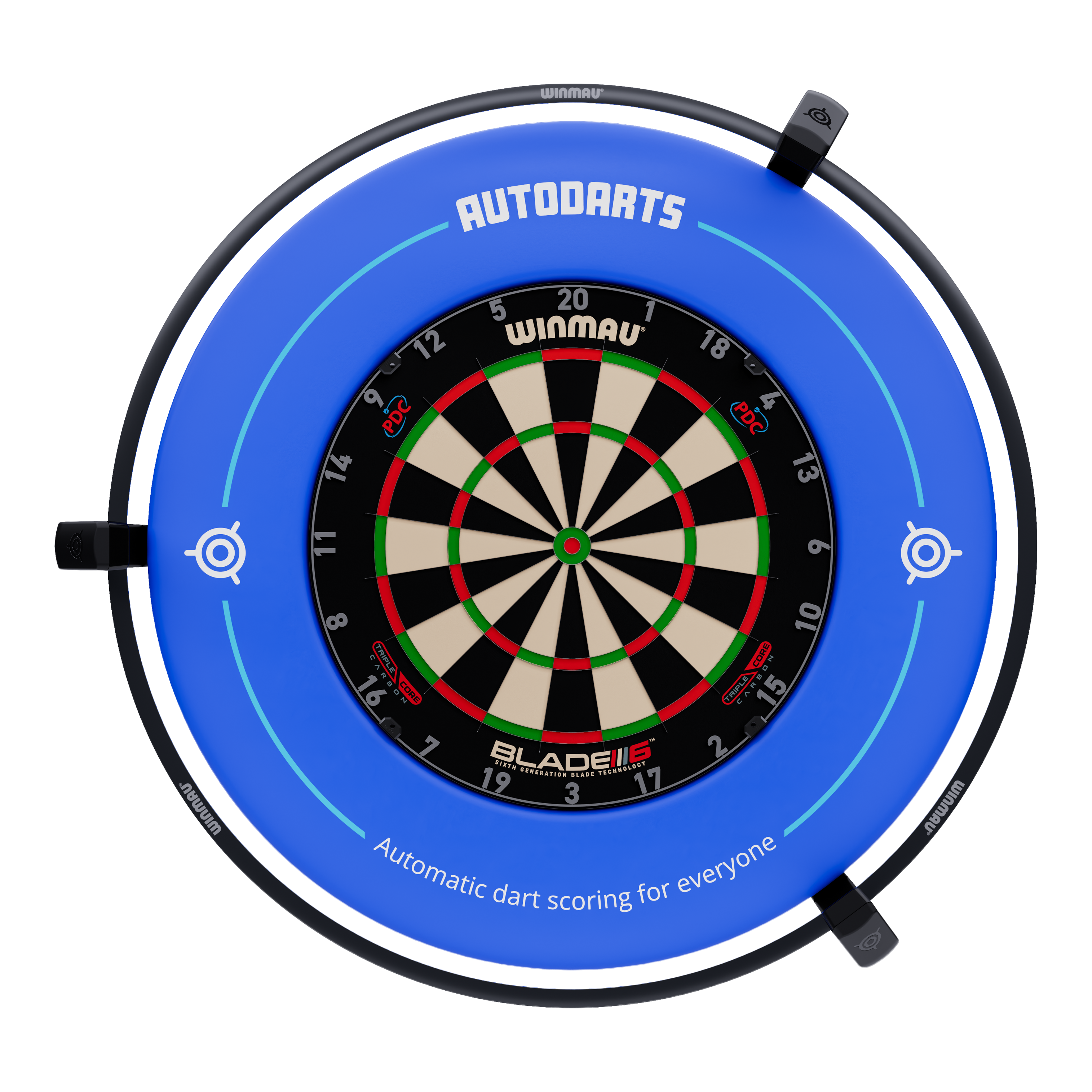 Systém automatického bodování Autodarts Vantage Dies ist das Autodarts Vantage Auto-Scoring-System. Das Bild zeigt das automatische Punktesystem für Darts in Nahaufnahme.